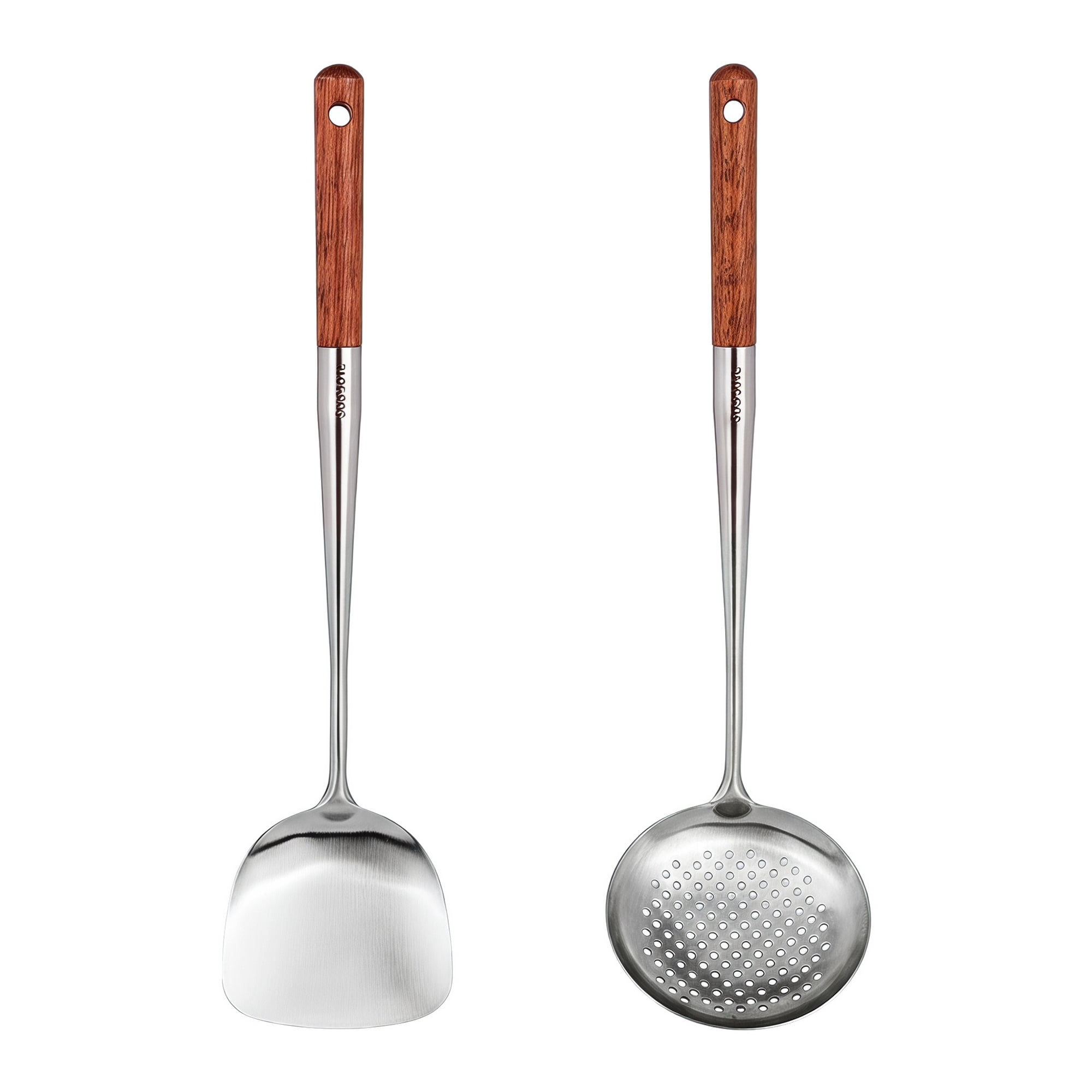 Unique Bargains Cooking Utensil Set, Stainless Steel Kitchen Gadgets Brown C 2pcs