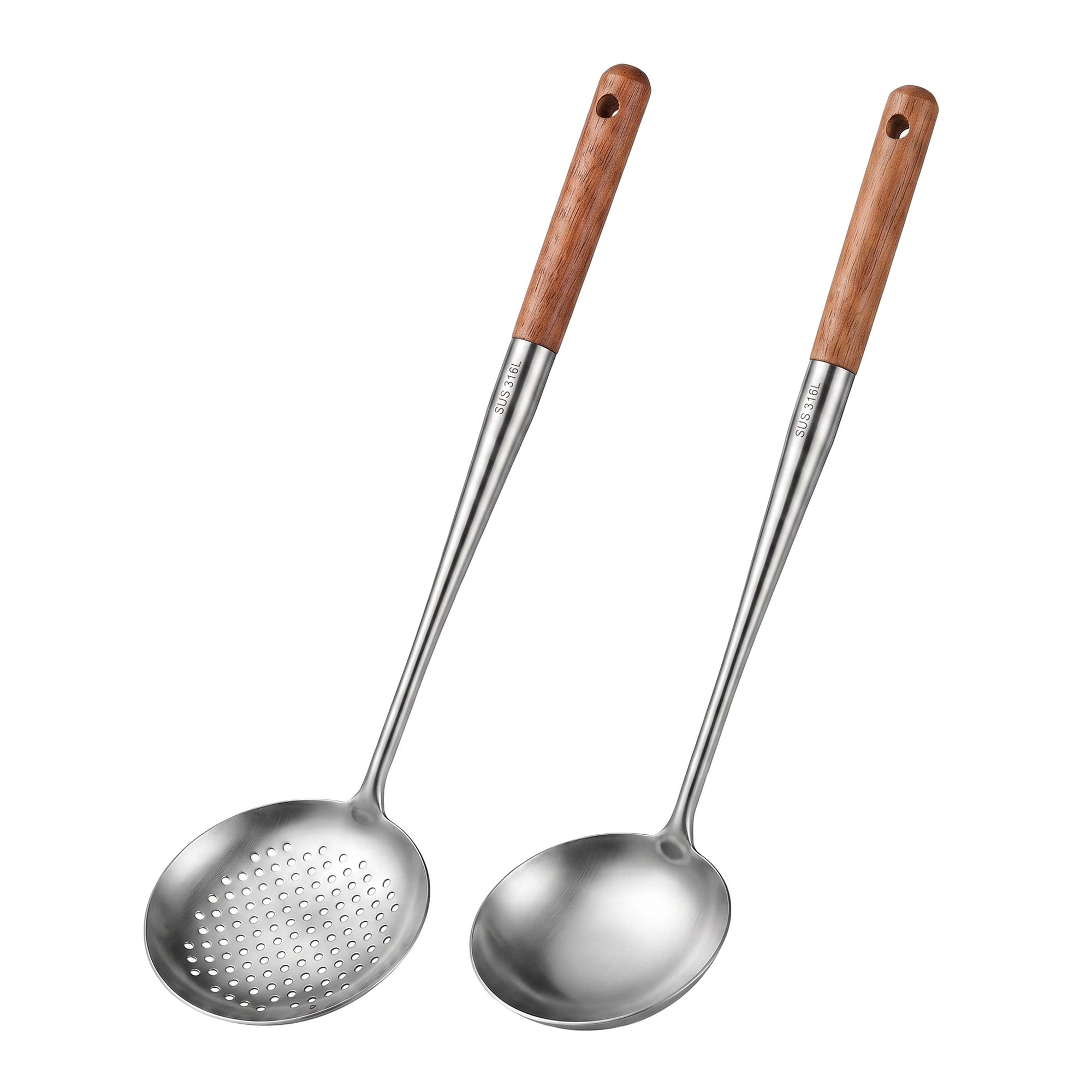 Unique Bargains Cooking Utensil Set, Stainless Steel Kitchen Gadgets Brown D 2pcs