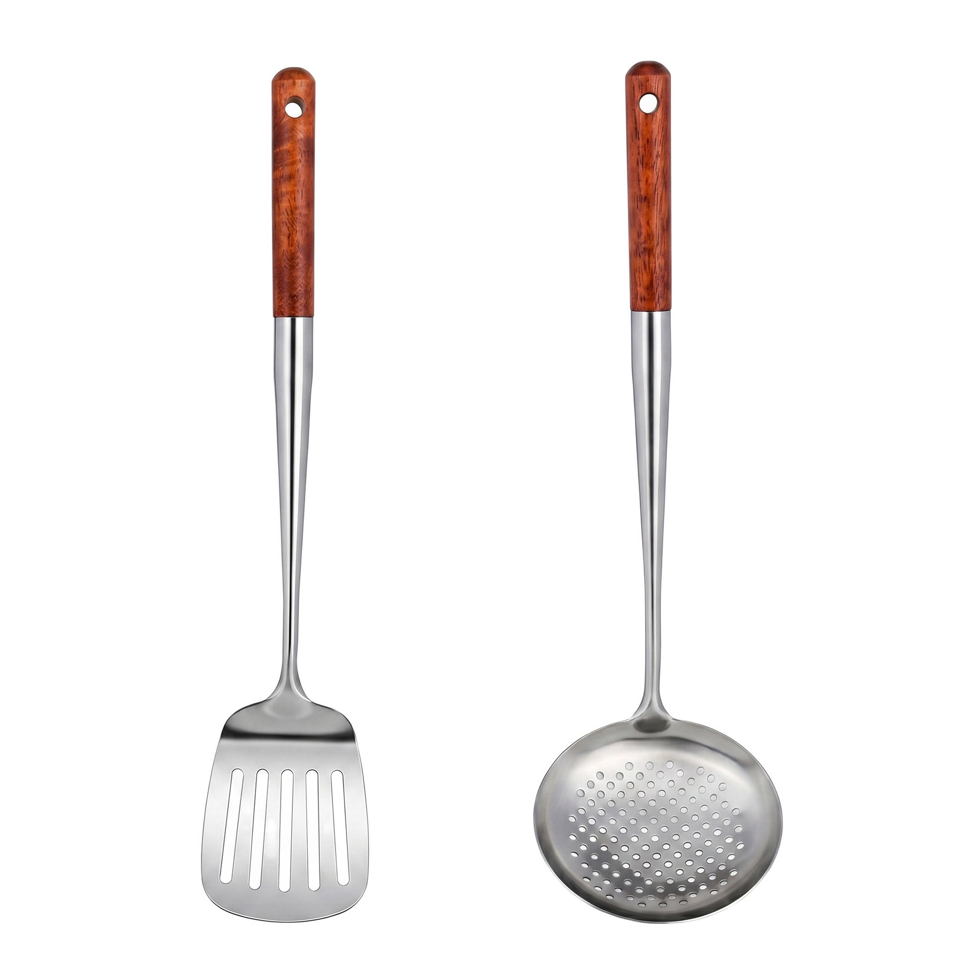 Unique Bargains Cooking Utensil Set, Stainless Steel Kitchen Gadgets Brown E 2pcs