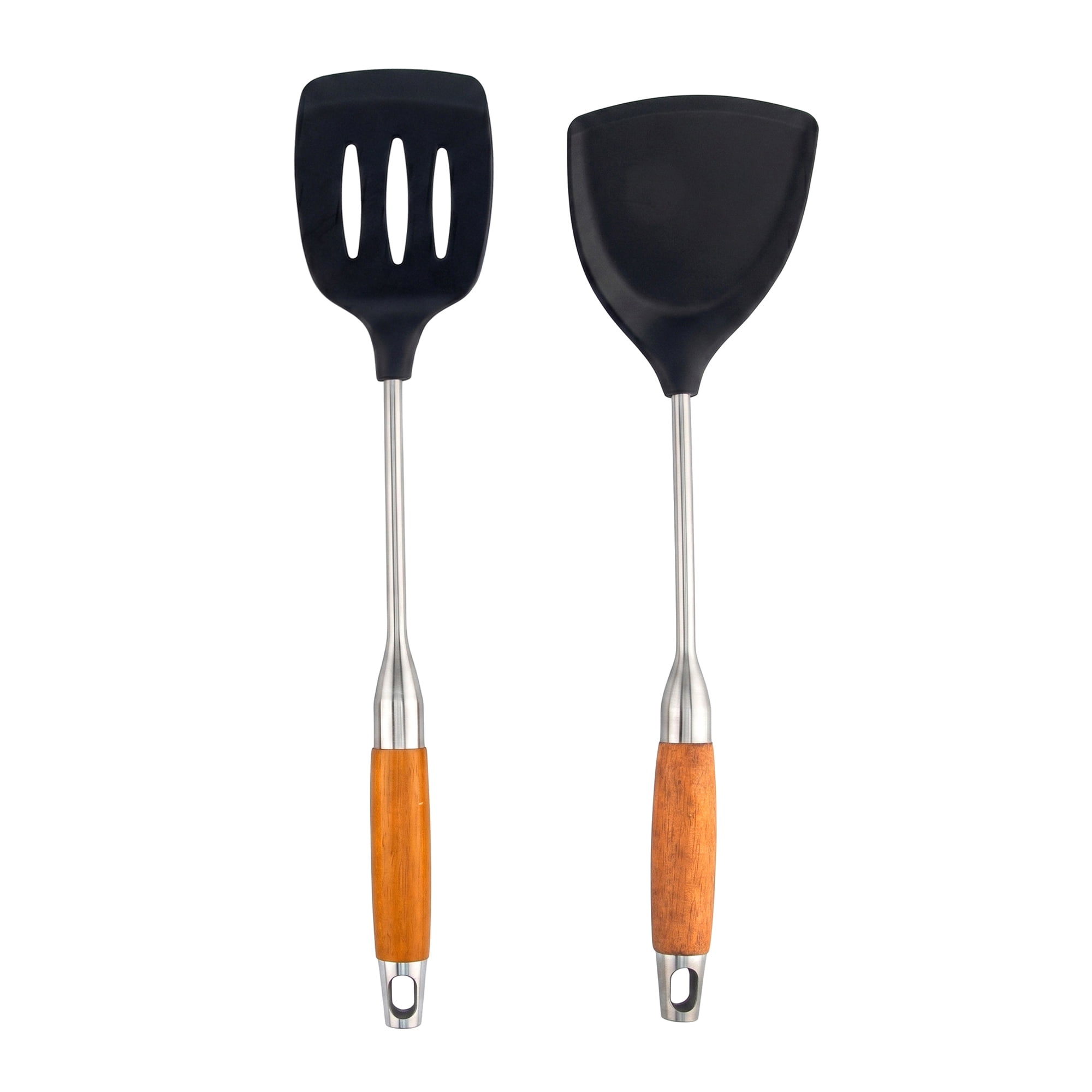 Unique Bargains Cooking Utensil Set, Stainless Steel Kitchen Utensils Black-Brown B 2pcs