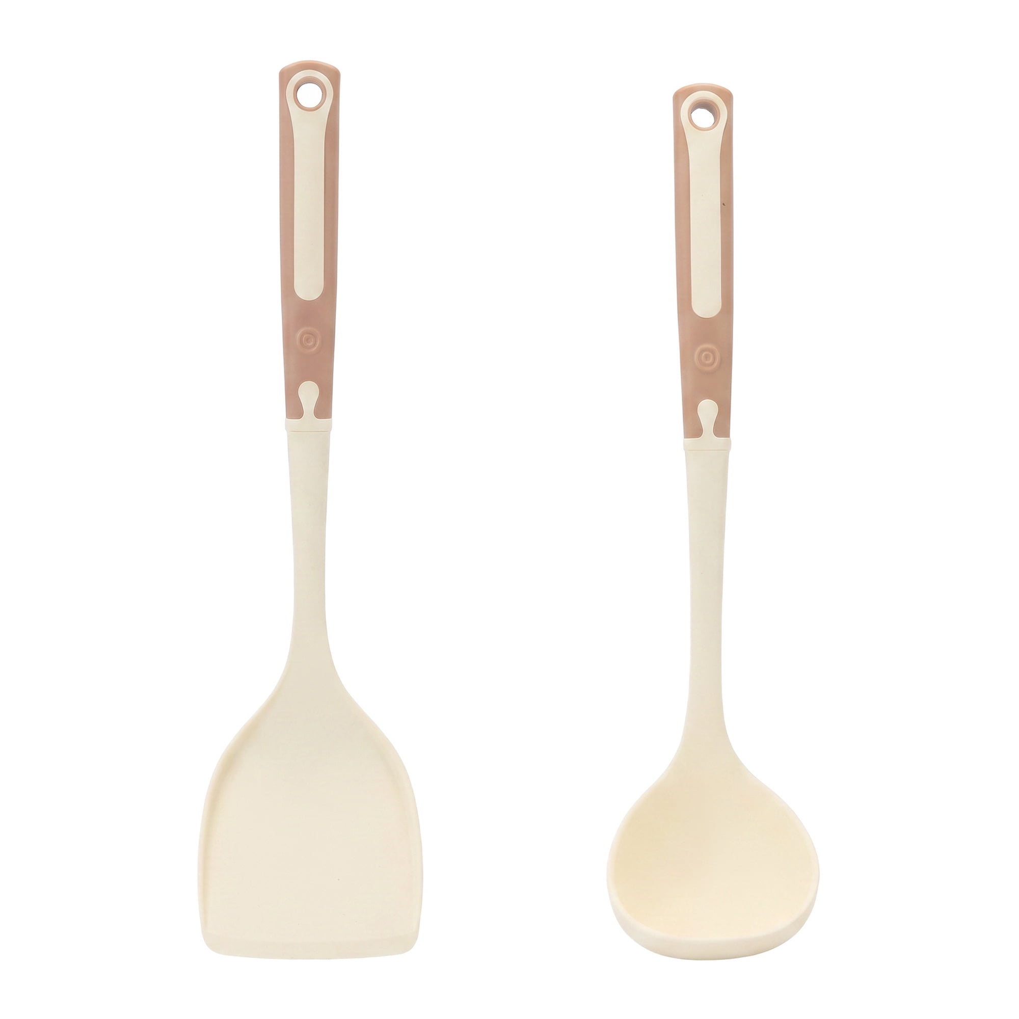 Unique Bargains Cooking Utensil Set with Silicone Color-blocked Brownish Yellow C 2pcs
