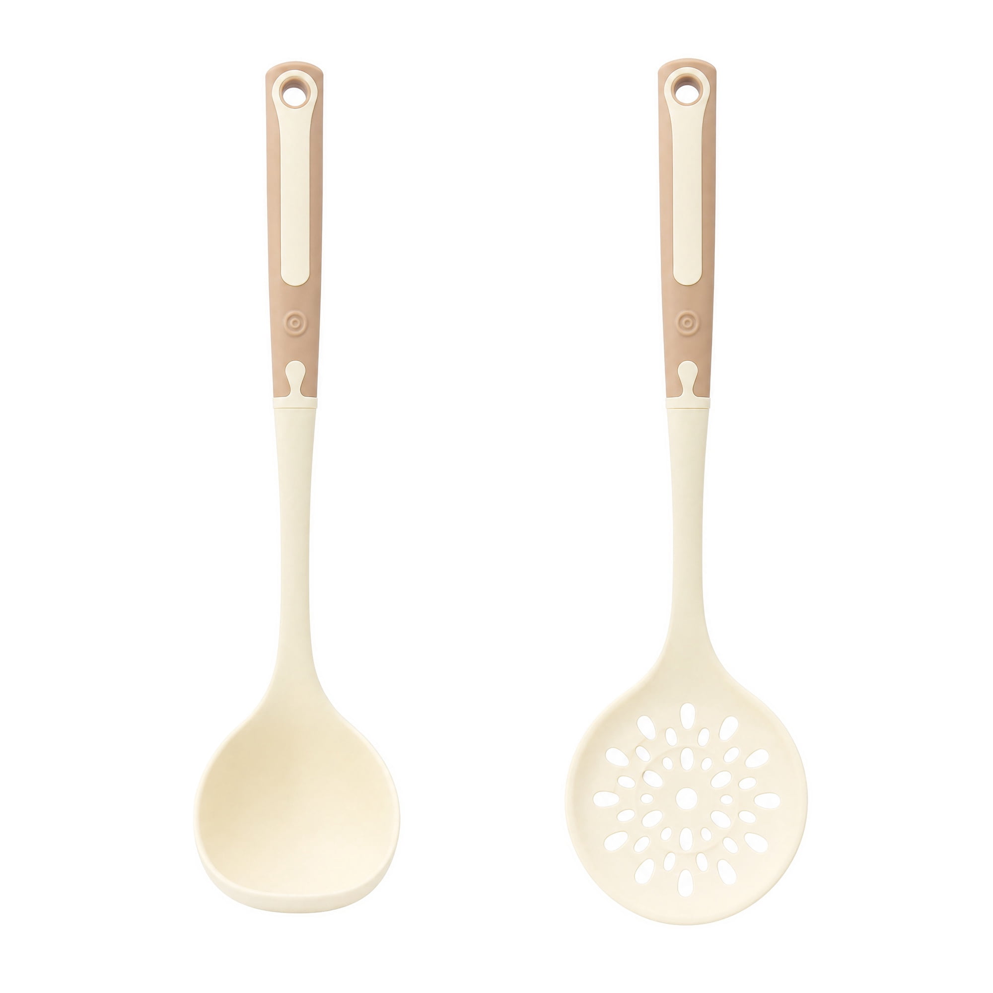 Unique Bargains Cooking Utensil Set with Silicone Color-blocked Brownish Yellow D 2pcs