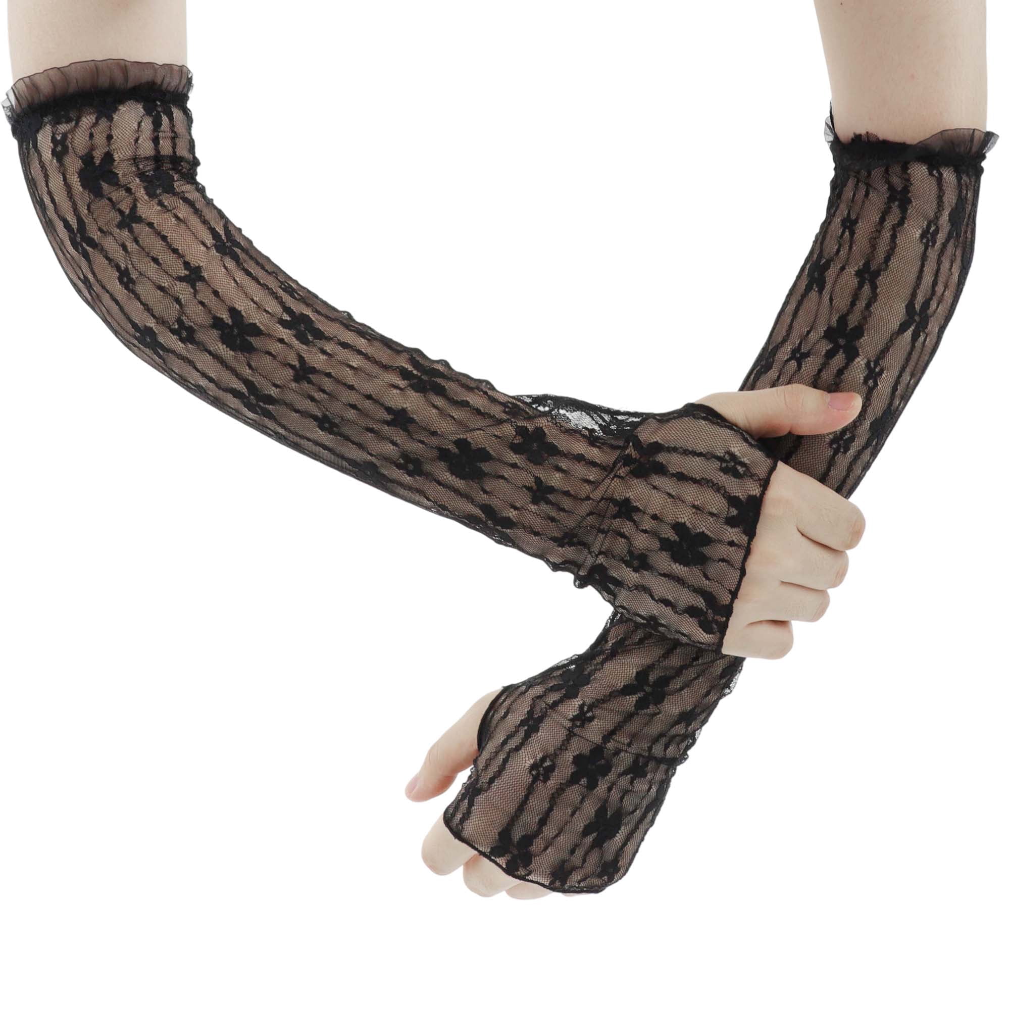 Unique Bargains Cooling Arm Sleeves Compression Tattoo Cover Up Black 17.72"x3.74"
