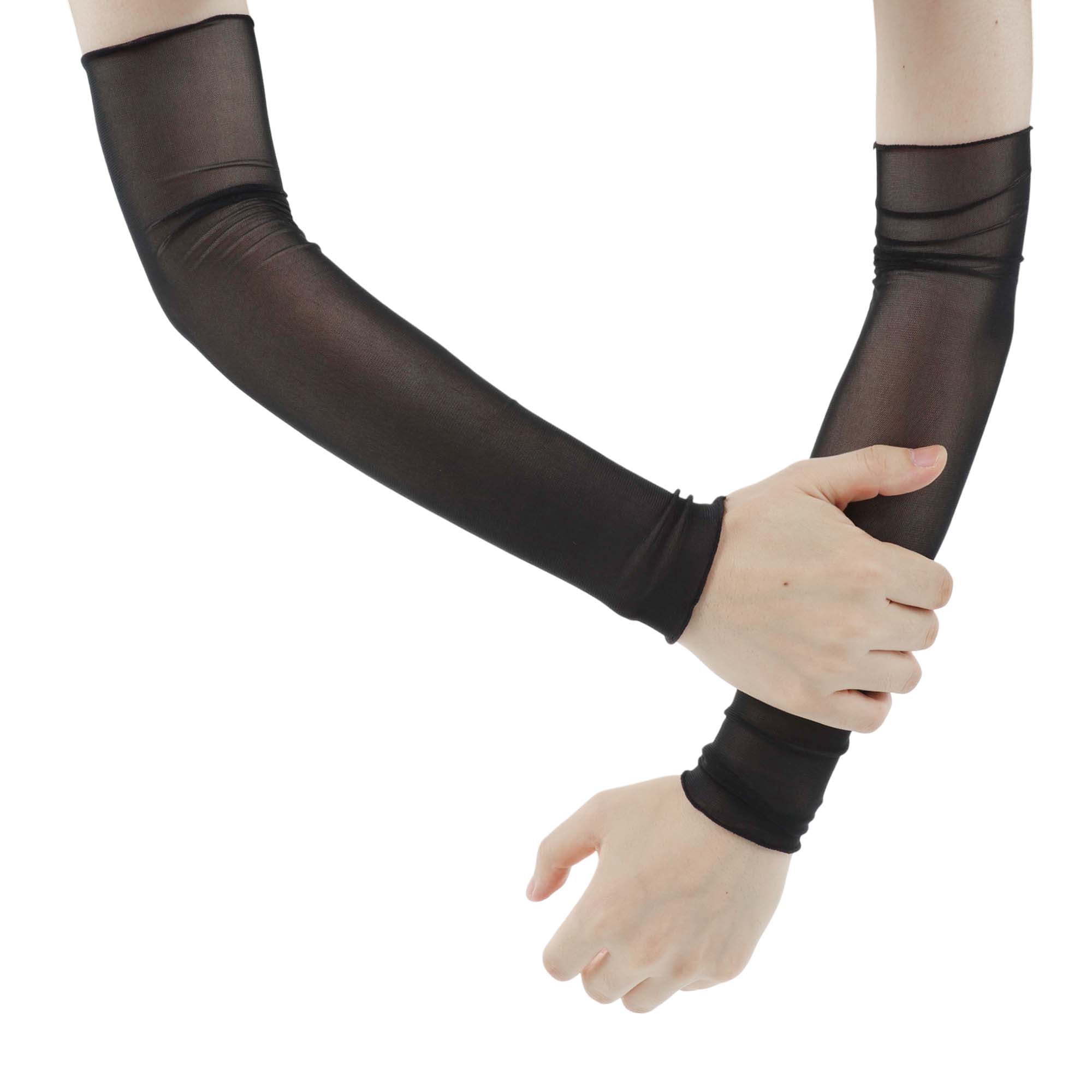 Unique Bargains Cooling Arm Sleeves Compression Tattoo Cover Up Black 18.5"x3.15"