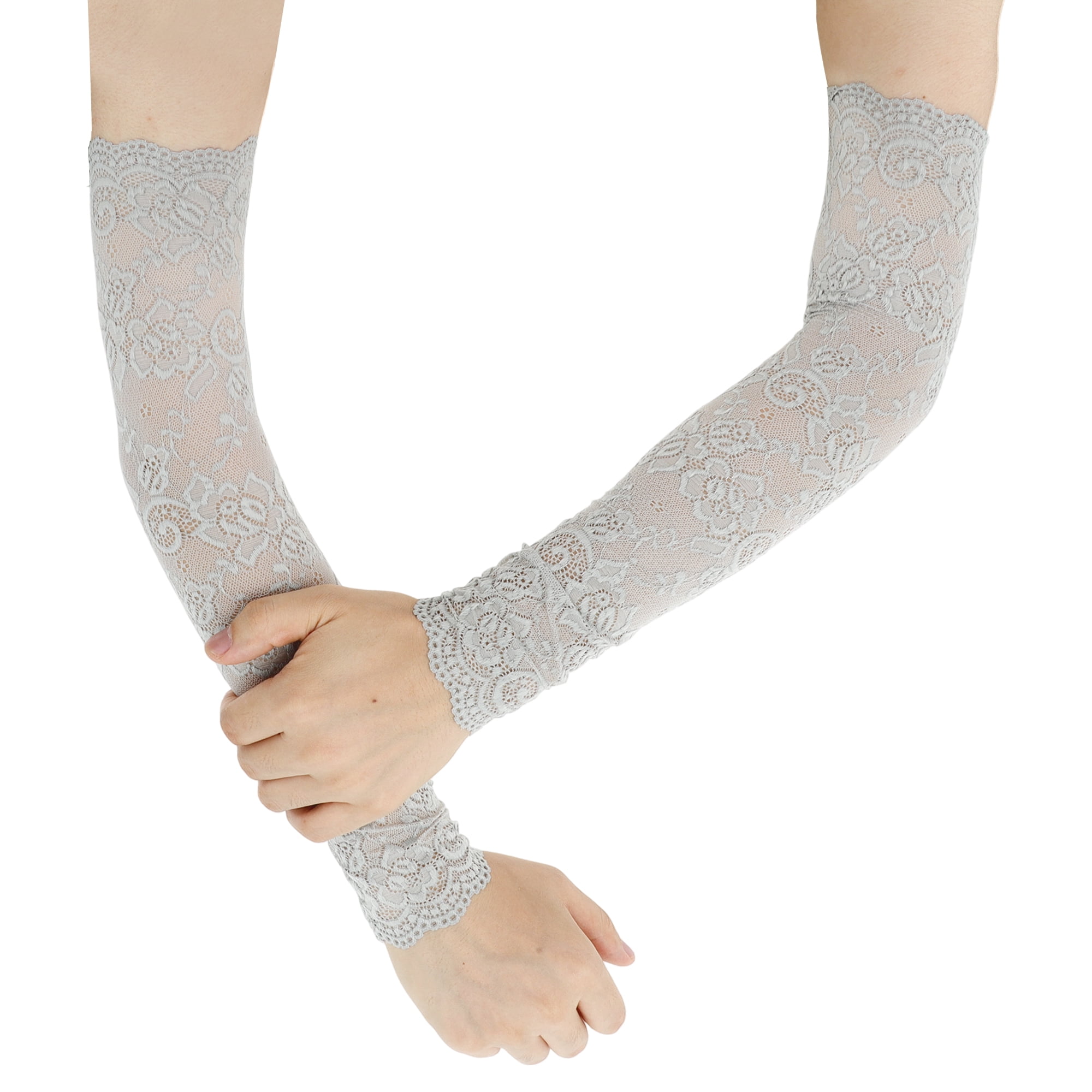 Unique Bargains Cooling Arm Sleeves Compression Tattoo Cover Up Gray 18.11"x5.12"