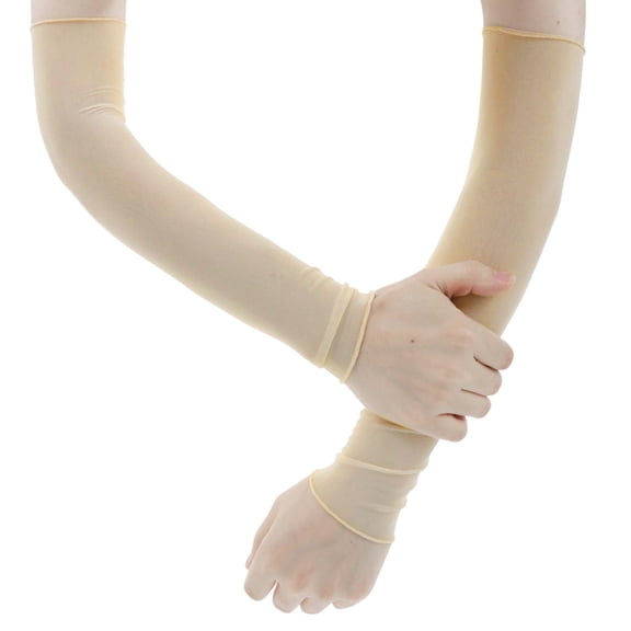 Unique Bargains Cooling Arm Sleeves Compression Tattoo Cover Up Skin Color 18.5"x3.15"