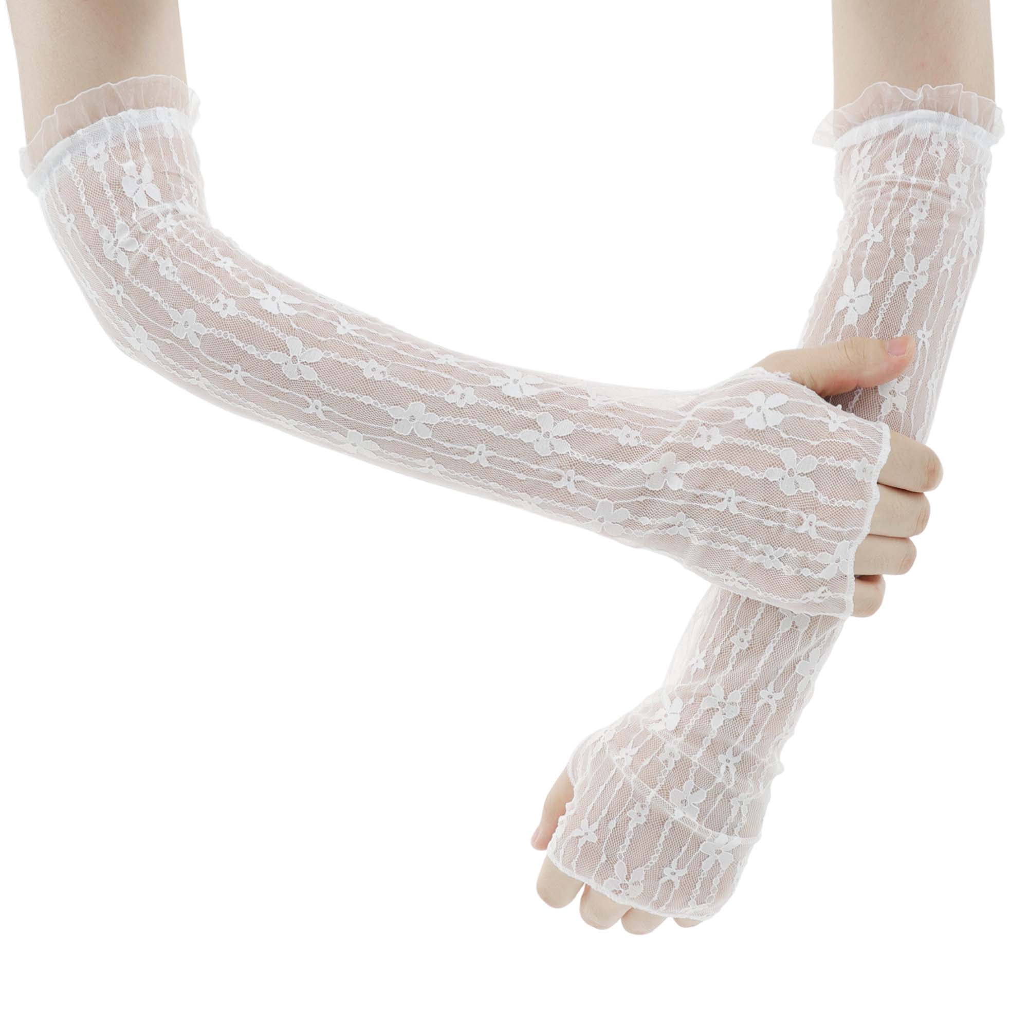 Unique Bargains Cooling Arm Sleeves Compression Tattoo Cover Up White 17.72"x3.74"