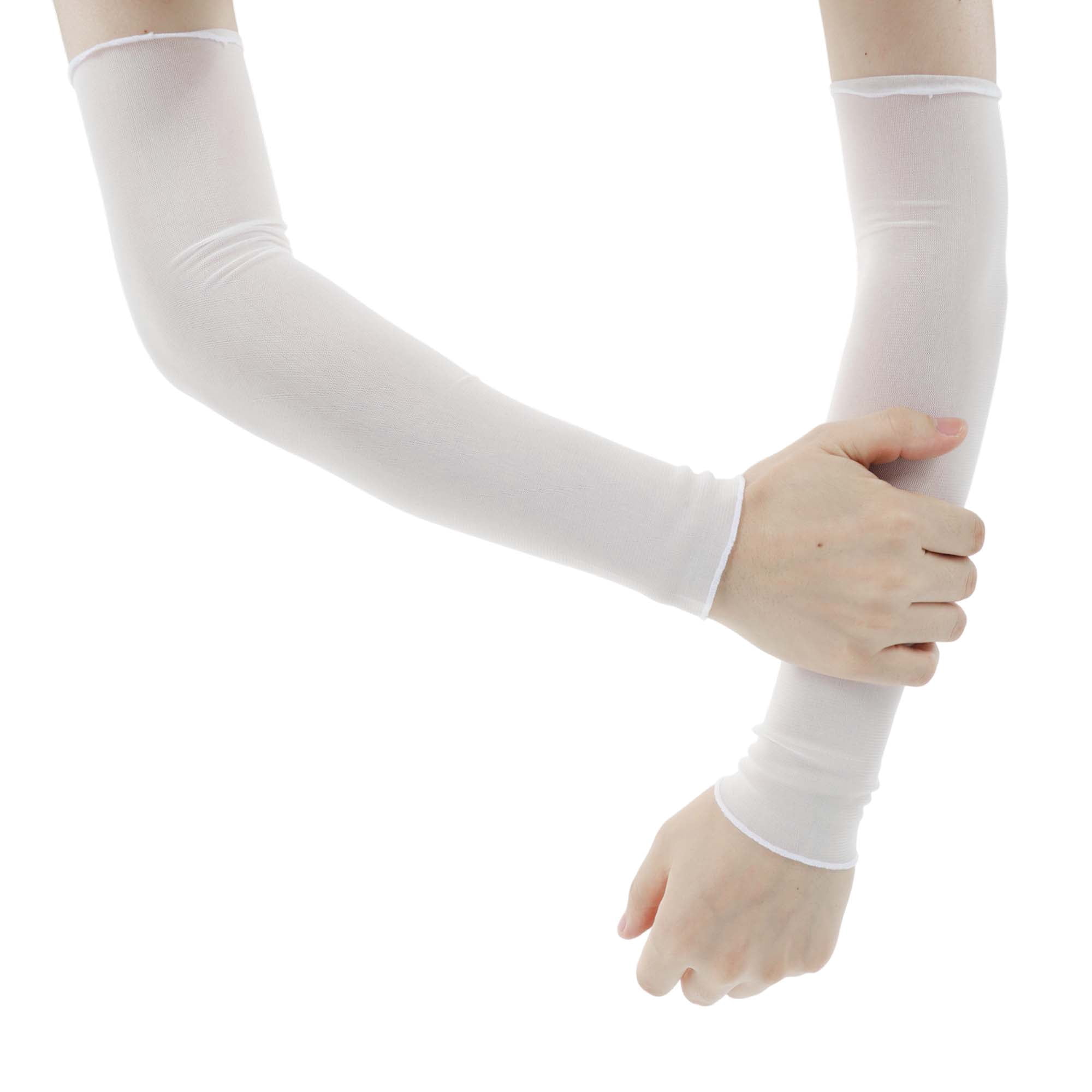 Unique Bargains Cooling Arm Sleeves Compression Tattoo Cover Up White 18.5"x3.15"
