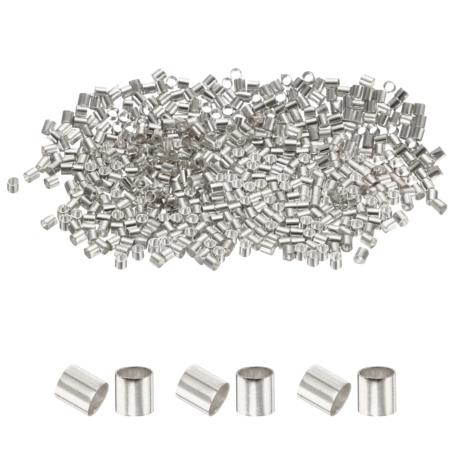 Unique Bargains Copper Crimp Beads End Stopper for DIY Crafts 0.06" x 0.06" Silver