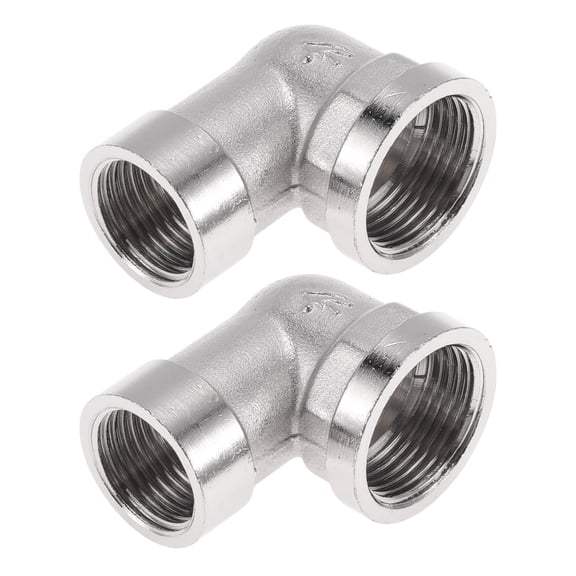 Unique Bargains Copper Electroplated Pipe Fittings 3/4"Female x 1/2"Female Double Female Threaded Elbow 1.85" 2 Pcs
