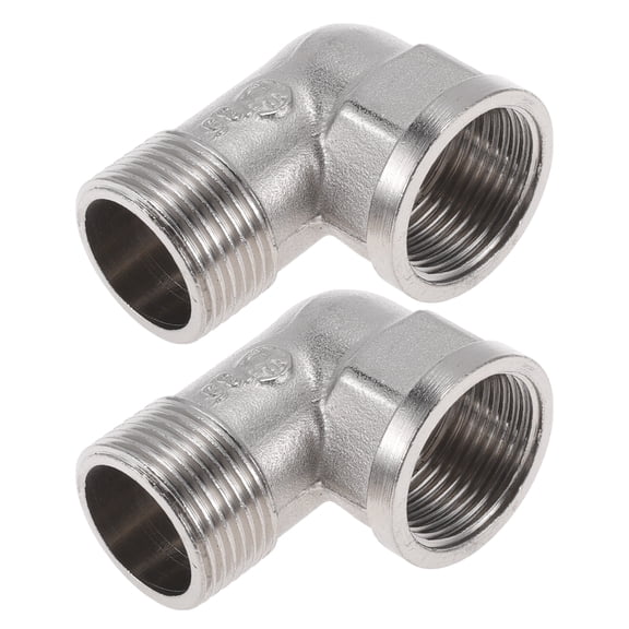 Unique Bargains Copper Electroplated Pipe Fittings 3/4"Female x 3/4"Male Internal External Thread Elbow 1.97" 2 Pcs