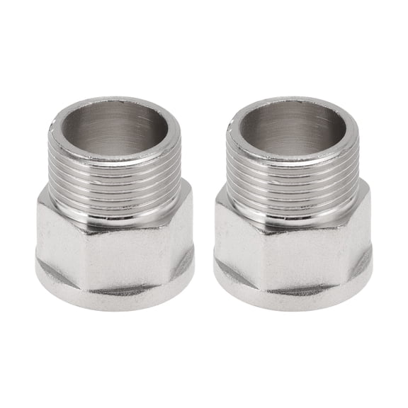 Unique Bargains Copper Electroplated Pipe Fittings 3/4"Female x 3/4"MaleFemale toMale Nipple Adapter 1.26" 2 Pcs