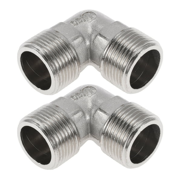 Unique Bargains Copper Electroplated Pipe Fittings 3/4"Male Double Male Threaded Elbow 1.85" 2 Pcs