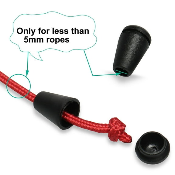 Unique Bargains Cord Lock Rope Lanyard Ends Fastener Stopper Plastic Black 100pcs