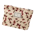 thumbnail interactive-video image 1 of Unique Bargains Corduroy Floral Makeup Bag Zipper Flower Cosmetic Pouch Aesthetic Women Cosmetic Bags Coin Purse Beige, 1 of 8