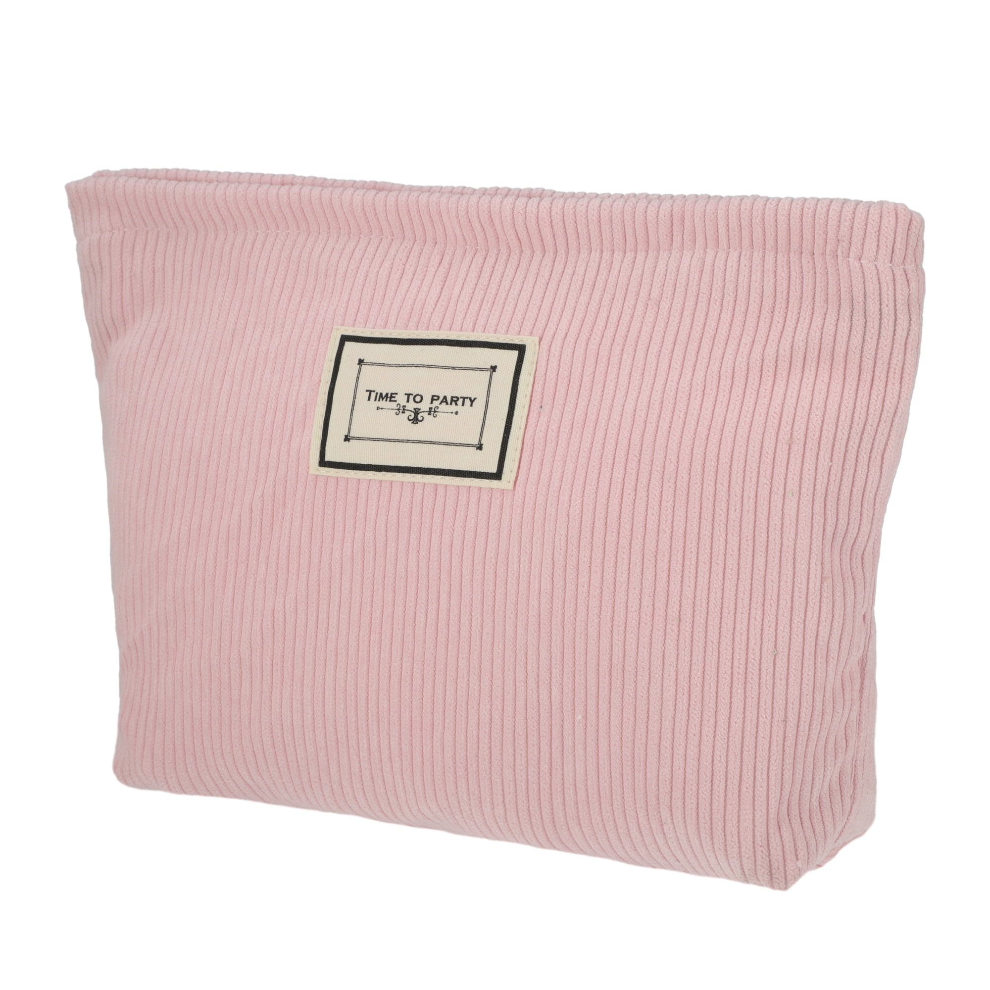 Unique Bargains Corduroy Makeup Bags Corduroy Cosmetic Bag Zipper Women Makeup Pouch Pink