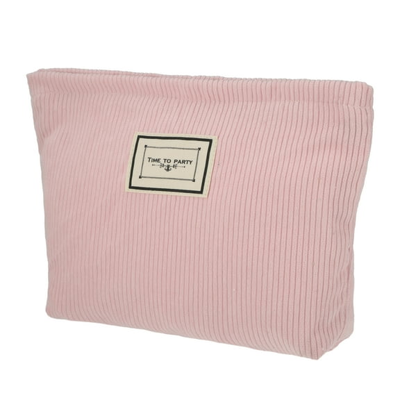 Unique Bargains Corduroy Makeup Bags Corduroy Cosmetic Bag Zipper Women Makeup Pouch Pink