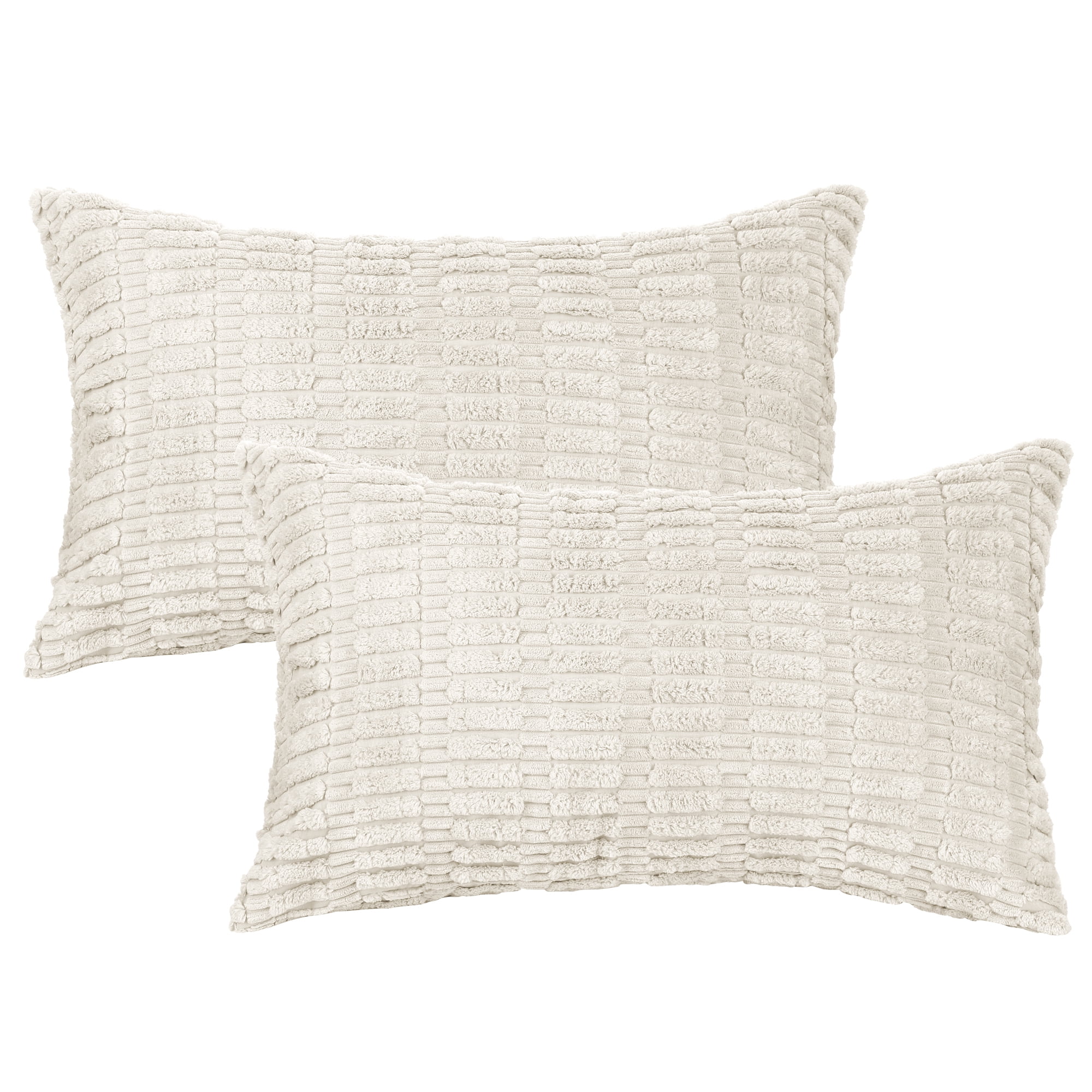 Unique Bargains Corduroy Soft Square Cushion Covers Modern Throw Pillow Covers (2 Count) Beige 12"x20"