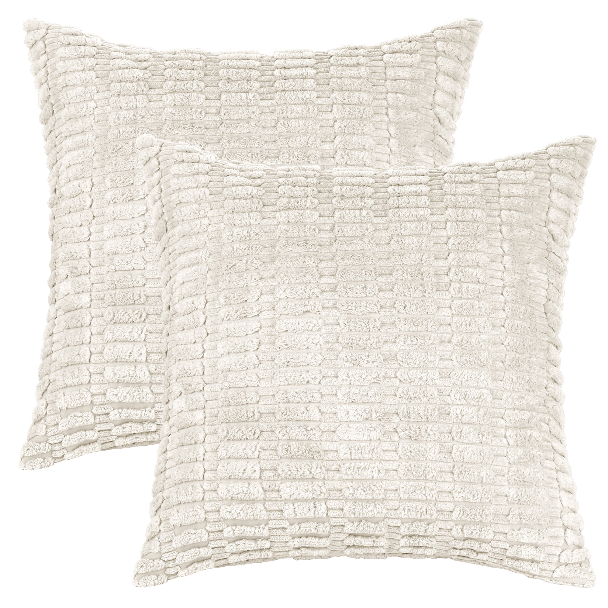 Unique Bargains Corduroy Soft Square Cushion Covers Modern Throw Pillow Covers (2 Count) Beige 16"x16"
