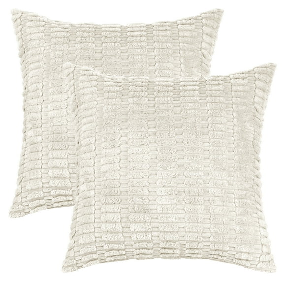 Unique Bargains Corduroy Soft Square Cushion Covers Modern Throw Pillow Covers (2 Count) Beige 18"x18"