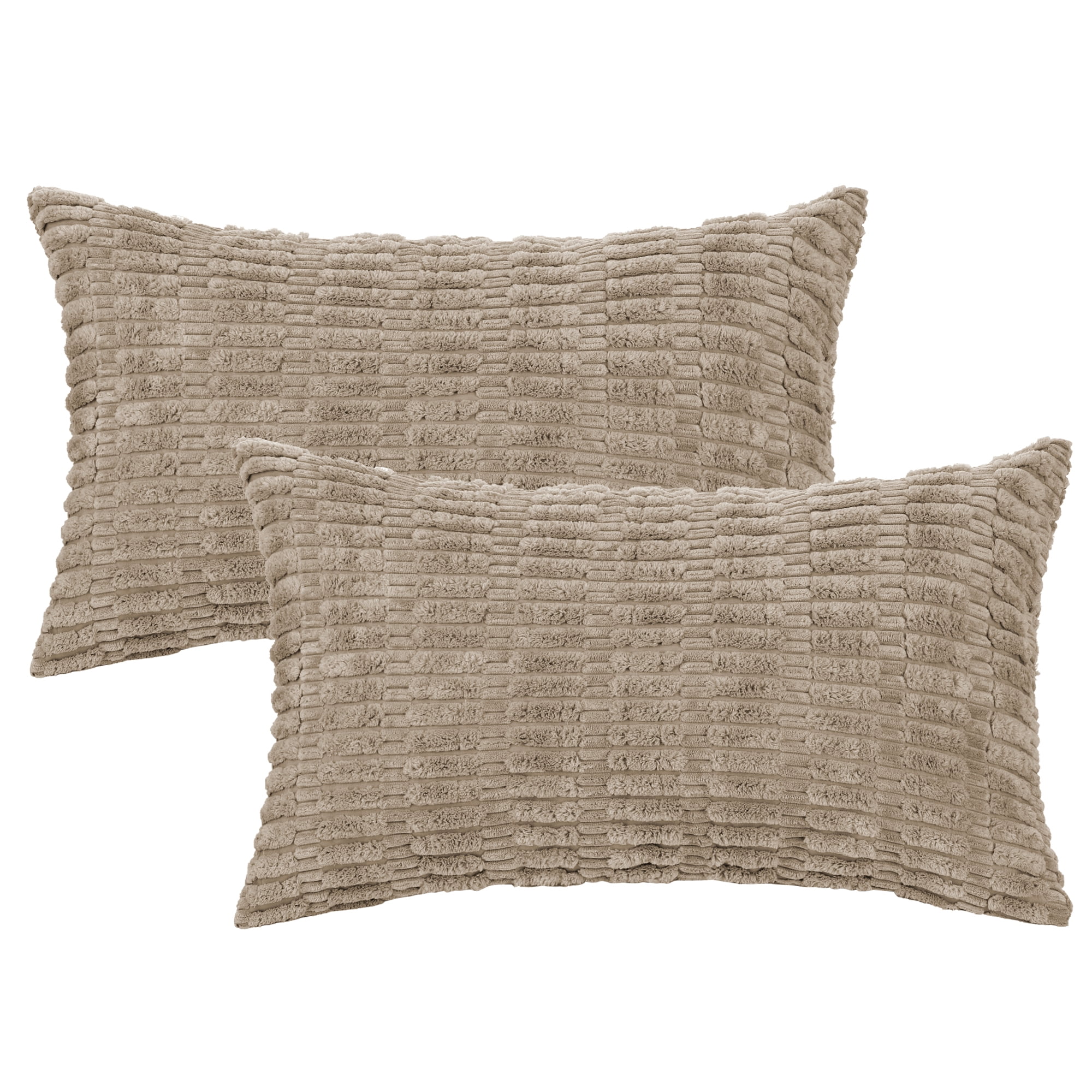 Unique Bargains Corduroy Soft Square Cushion Covers Modern Throw Pillow Covers (2 Count) Brown 12"x20"