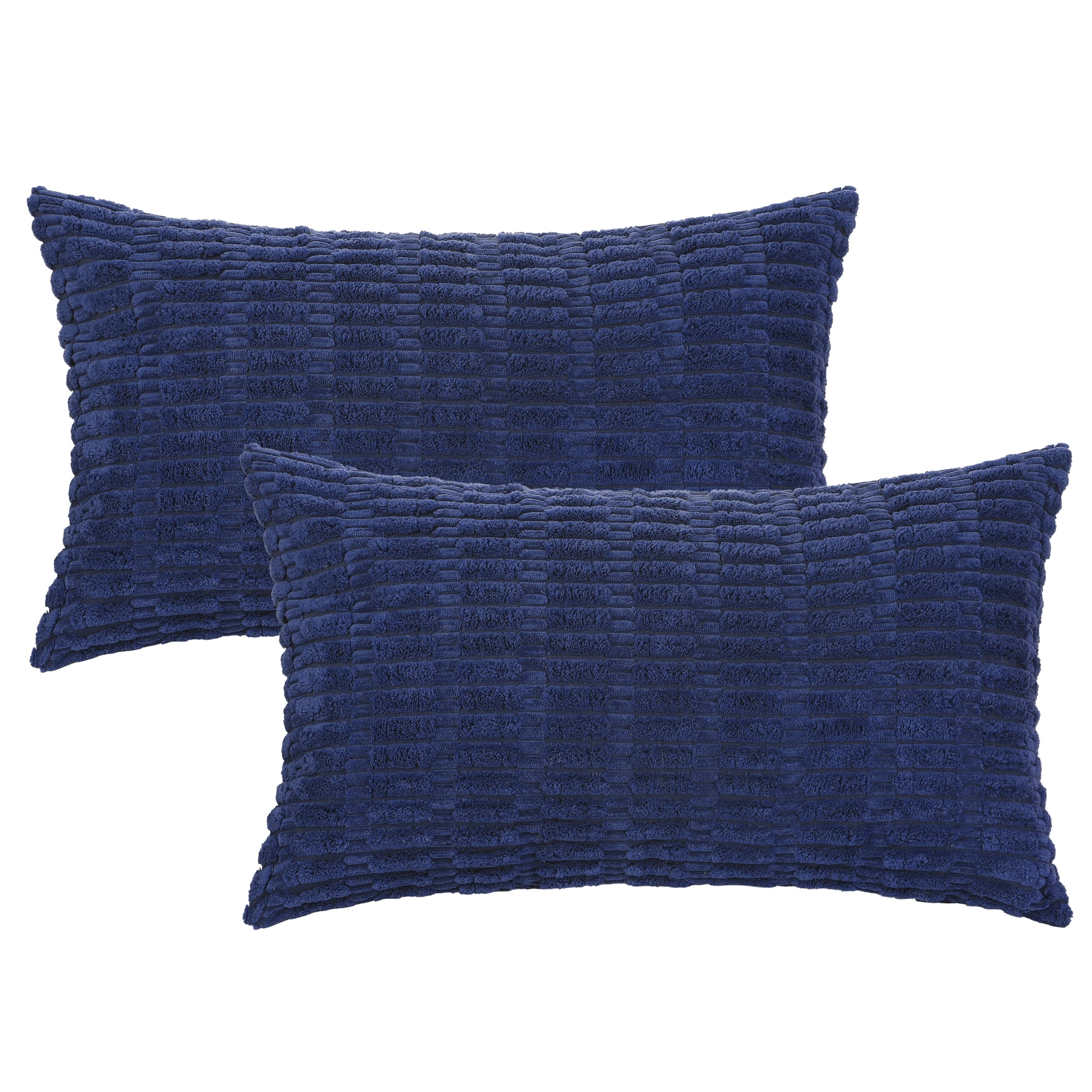 Unique Bargains Corduroy Soft Square Cushion Covers Modern Throw Pillow Covers (2 Count) Dark Blue 12"x20"
