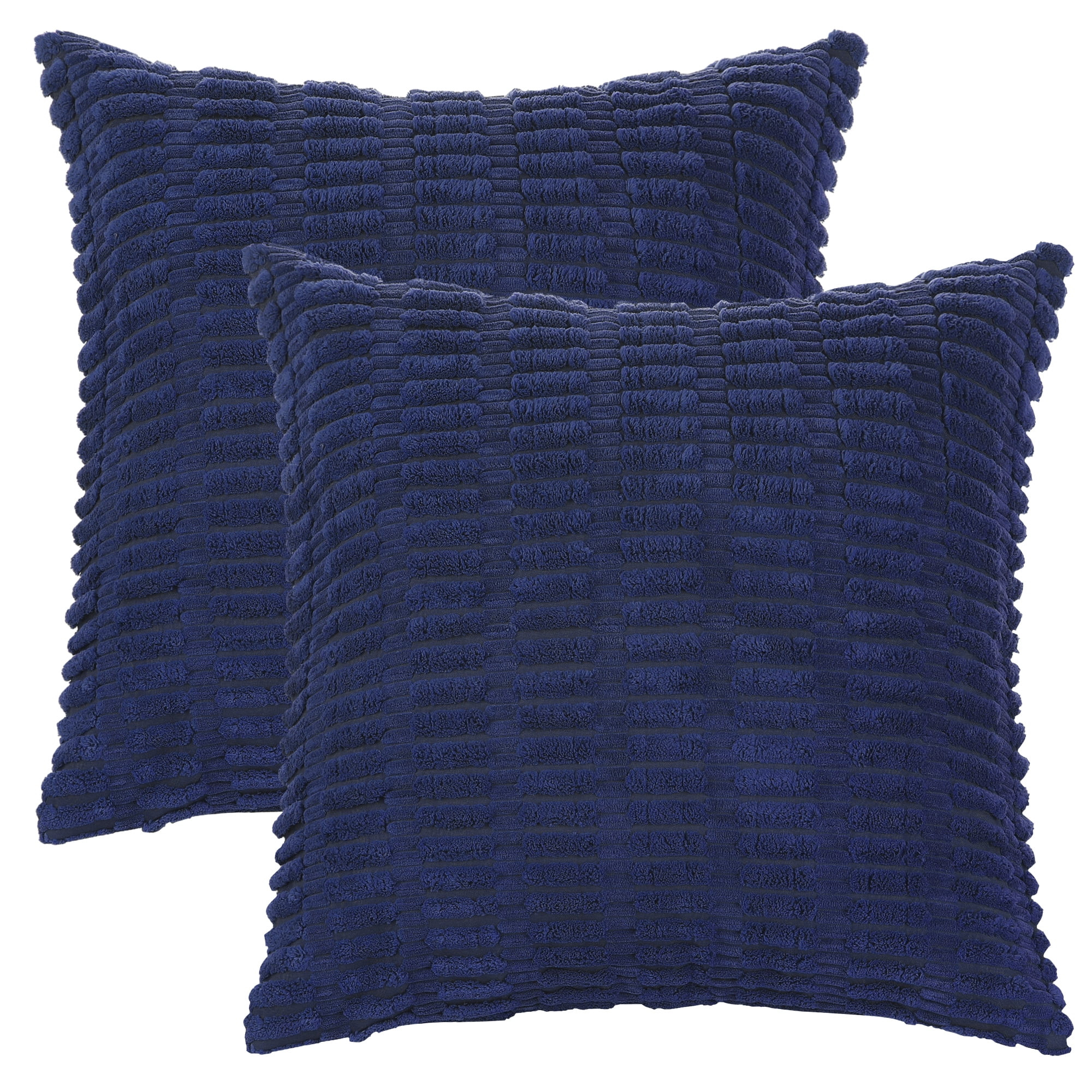 Unique Bargains Corduroy Soft Square Cushion Covers Modern Throw Pillow Covers (2 Count) Dark Blue 18"x18"