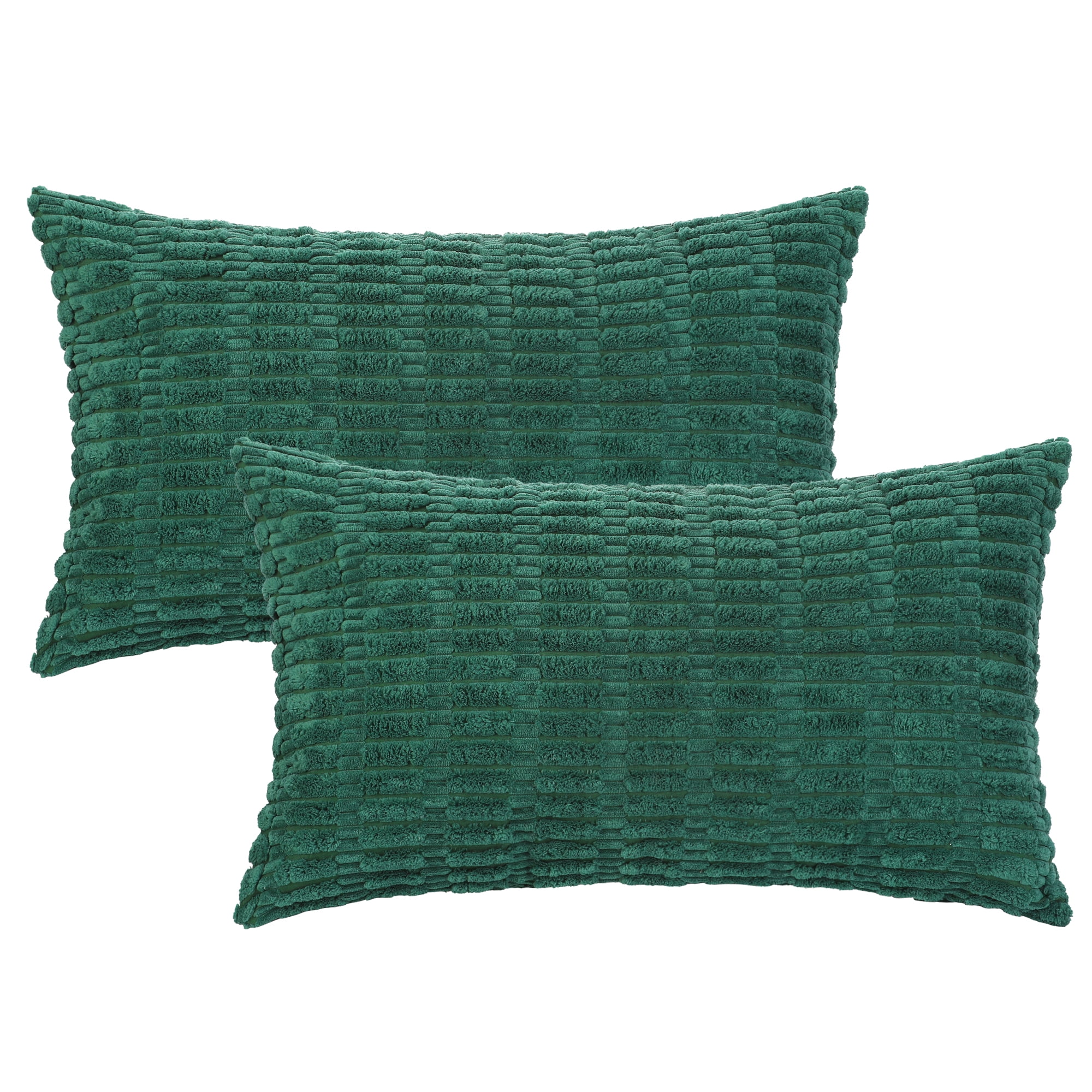 Unique Bargains Corduroy Soft Square Cushion Covers Modern Throw Pillow Covers (2 Count) Dark Green 12"x20"