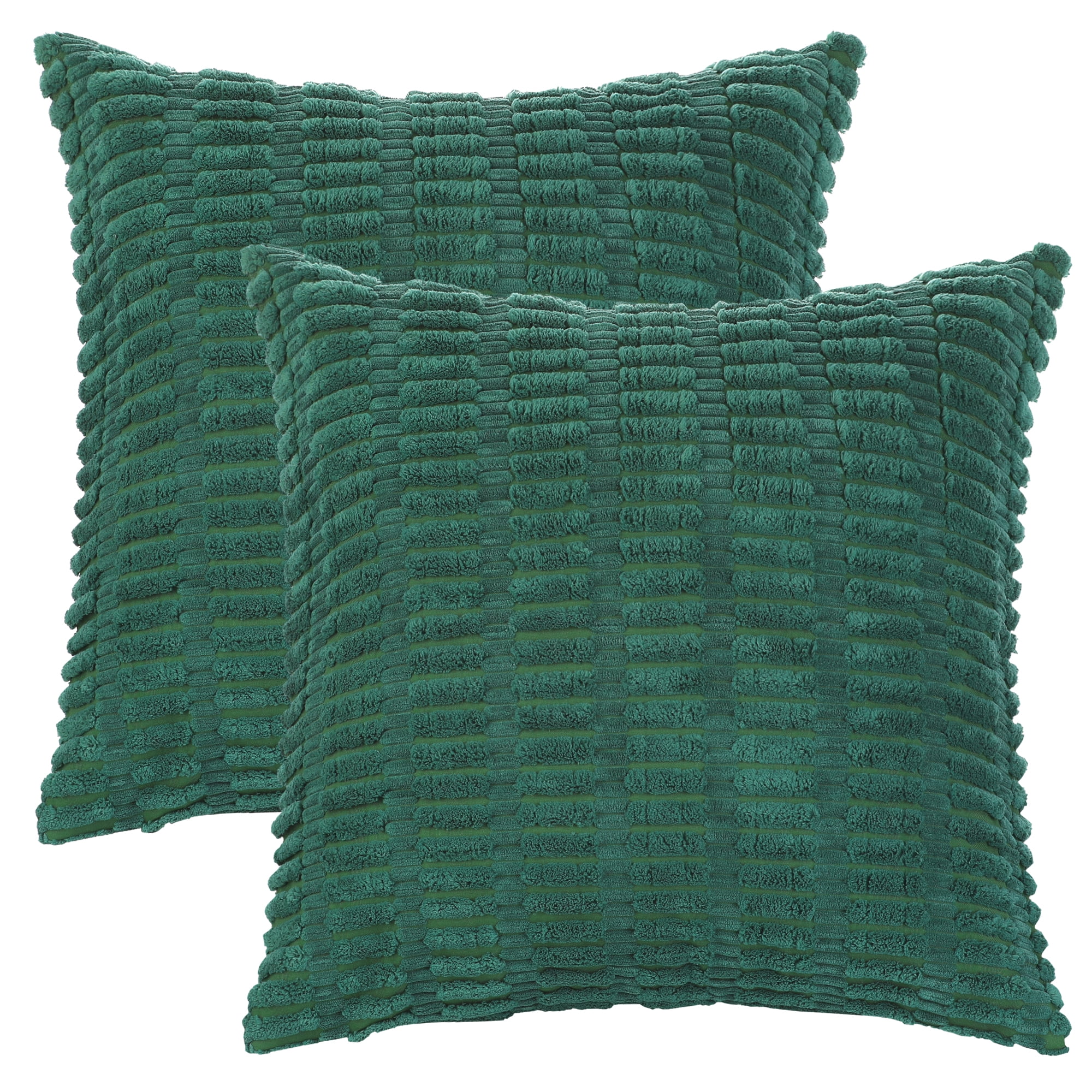Unique Bargains Corduroy Soft Square Cushion Covers Modern Throw Pillow Covers (2 Count) Dark Green 16"x16"