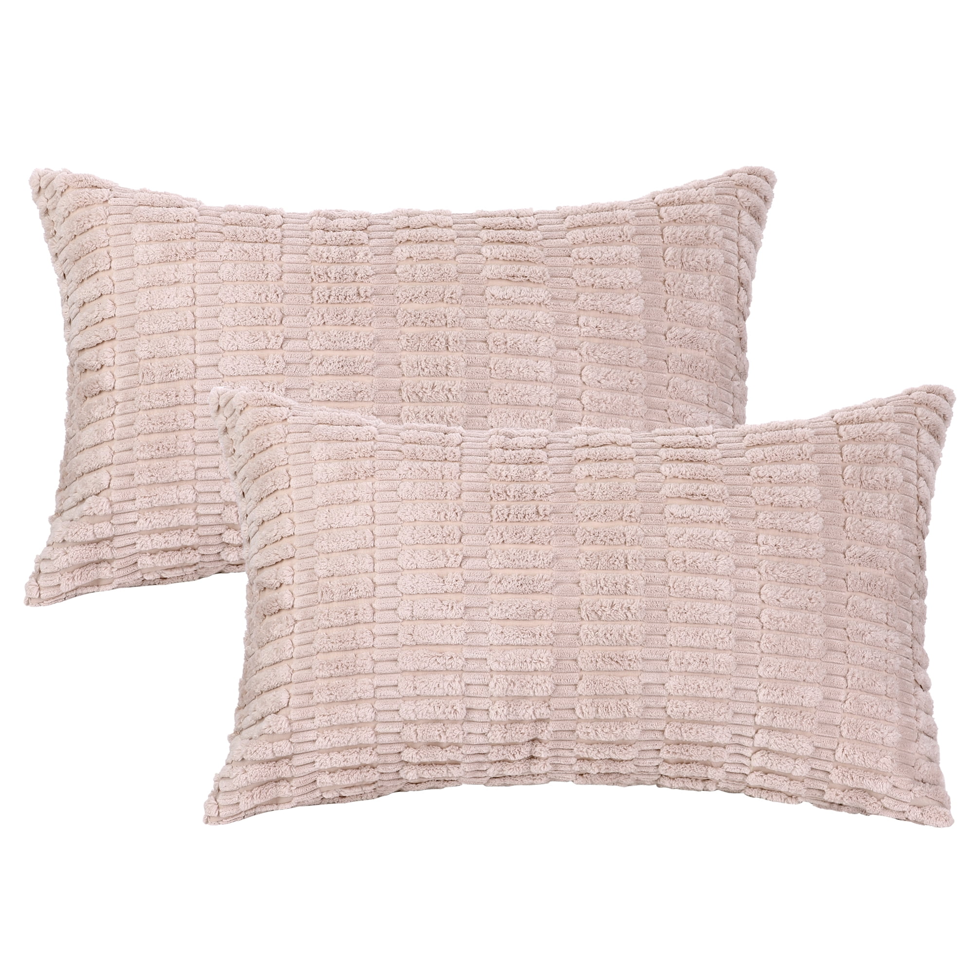 Unique Bargains Corduroy Soft Square Cushion Covers Modern Throw Pillow Covers (2 Count) Dark Pink 12"x20"