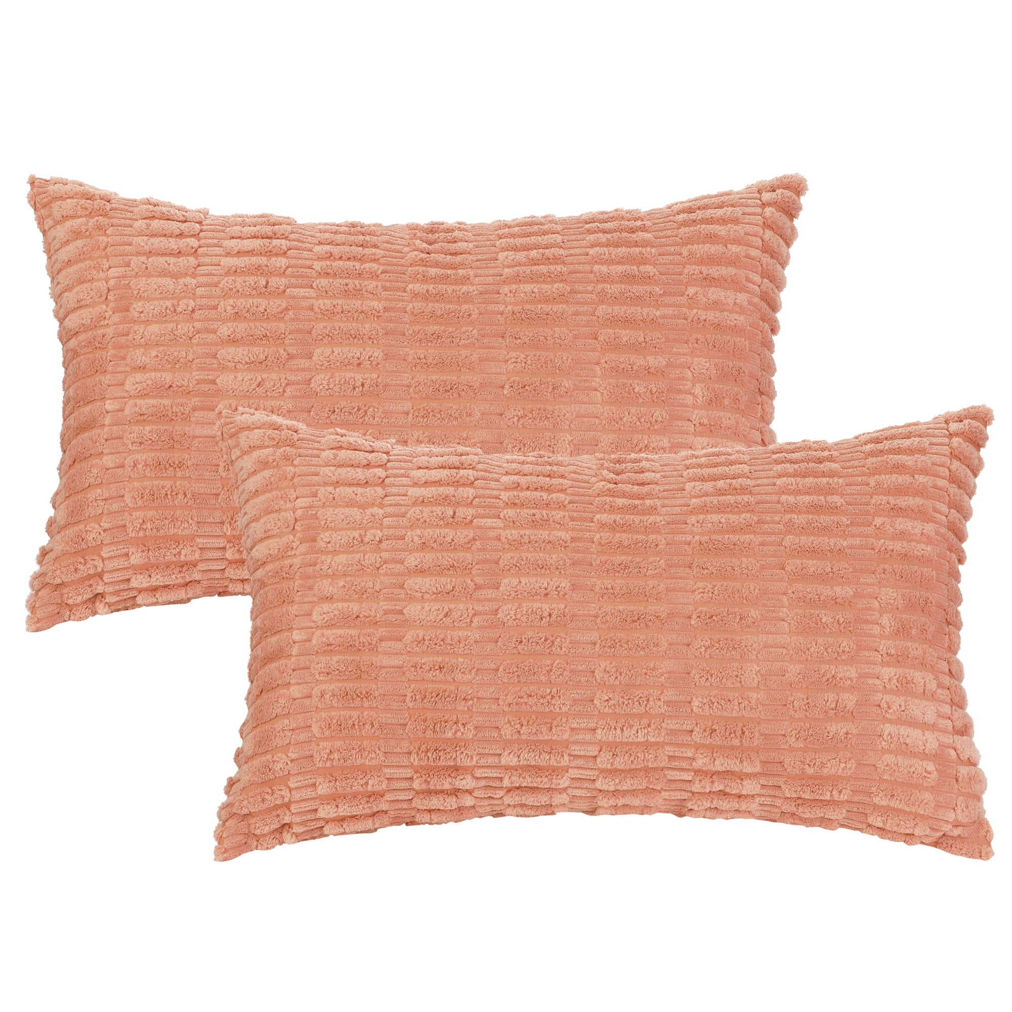 Unique Bargains Corduroy Soft Square Cushion Covers Modern Throw Pillow Covers (2 Count) Light Orange 12"x20"