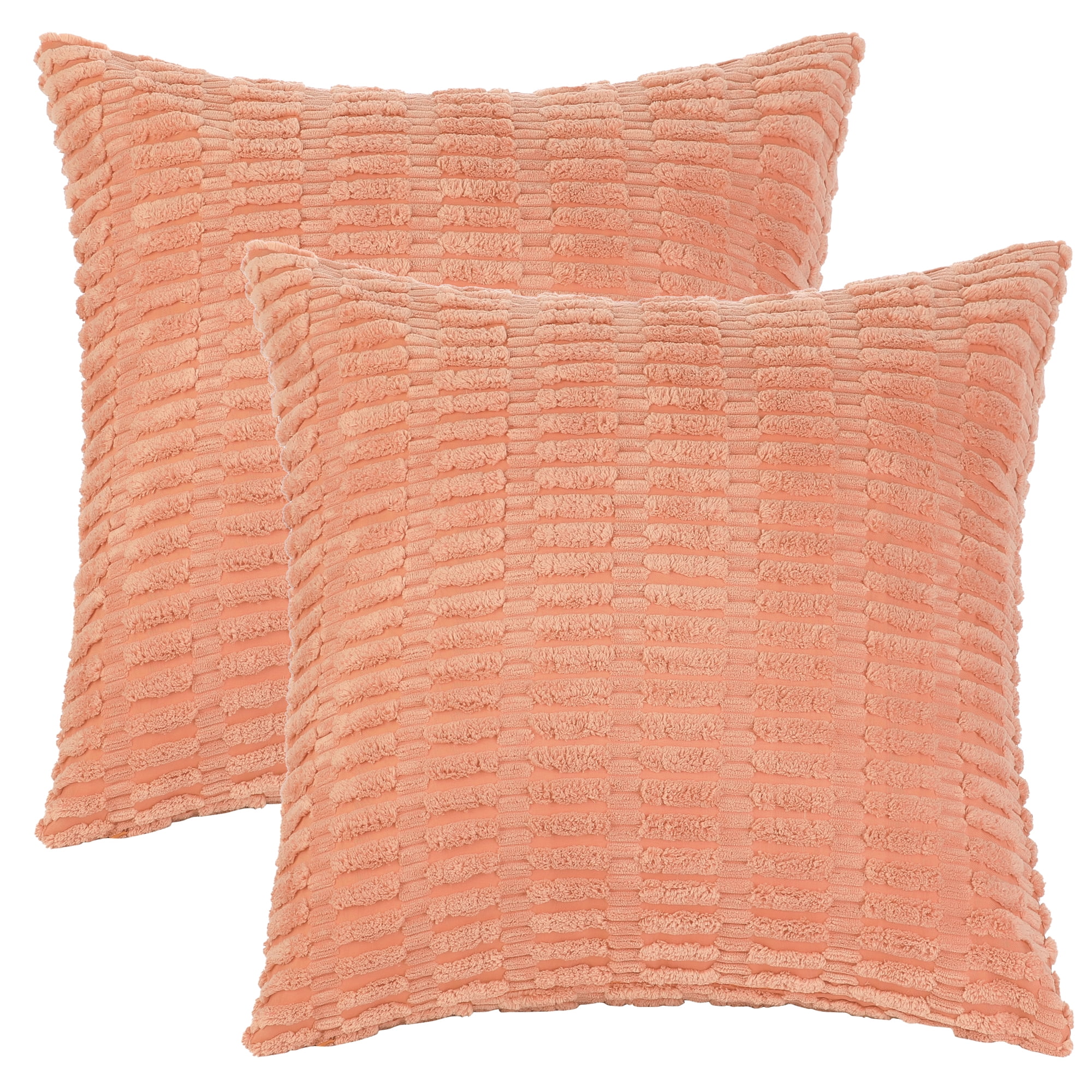 Unique Bargains Corduroy Soft Square Cushion Covers Modern Throw Pillow Covers (2 Count) Light Orange 18"x18"
