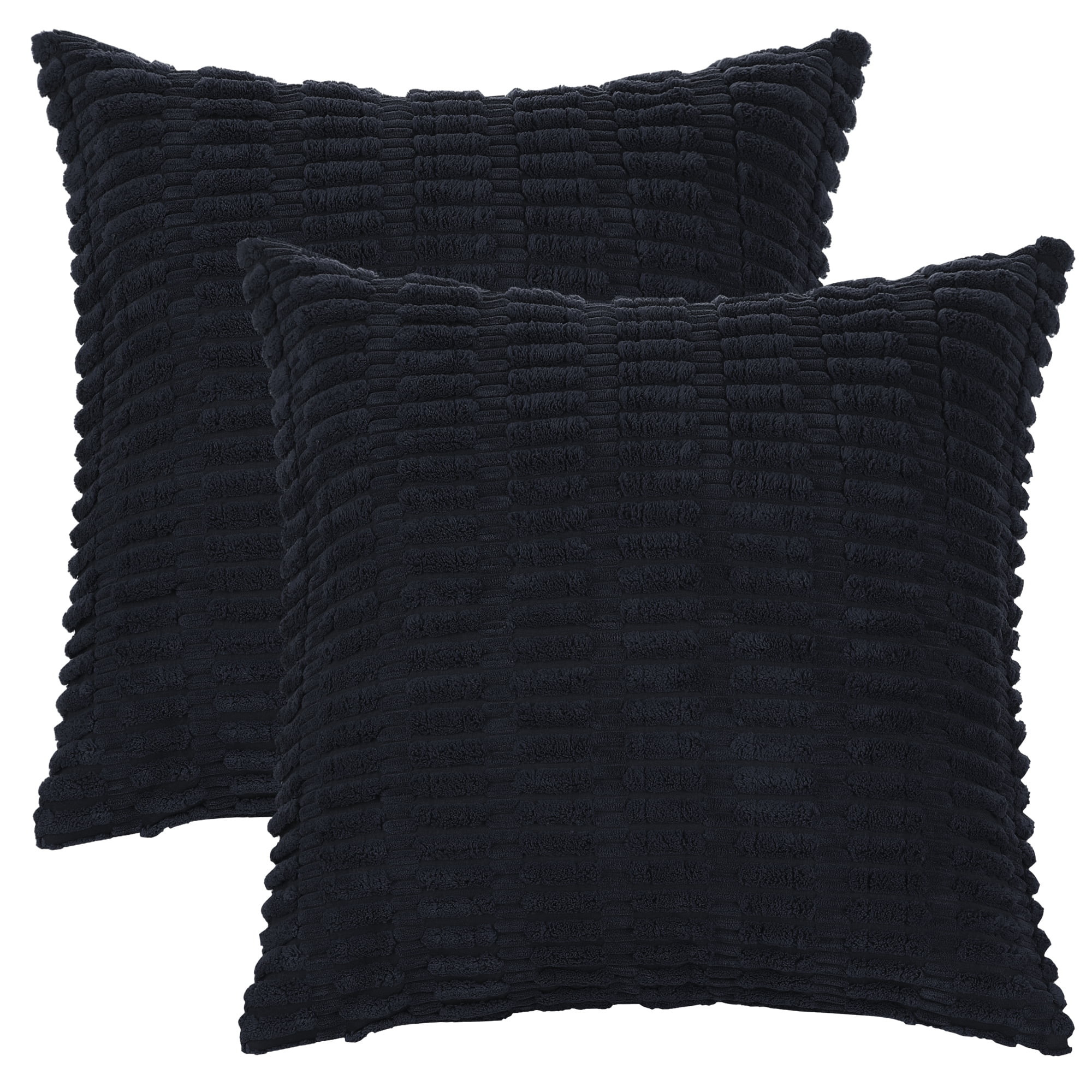 Unique Bargains Corduroy Soft Square Cushion Covers Pillow Covers 2 Pcs Black 24" x 24"