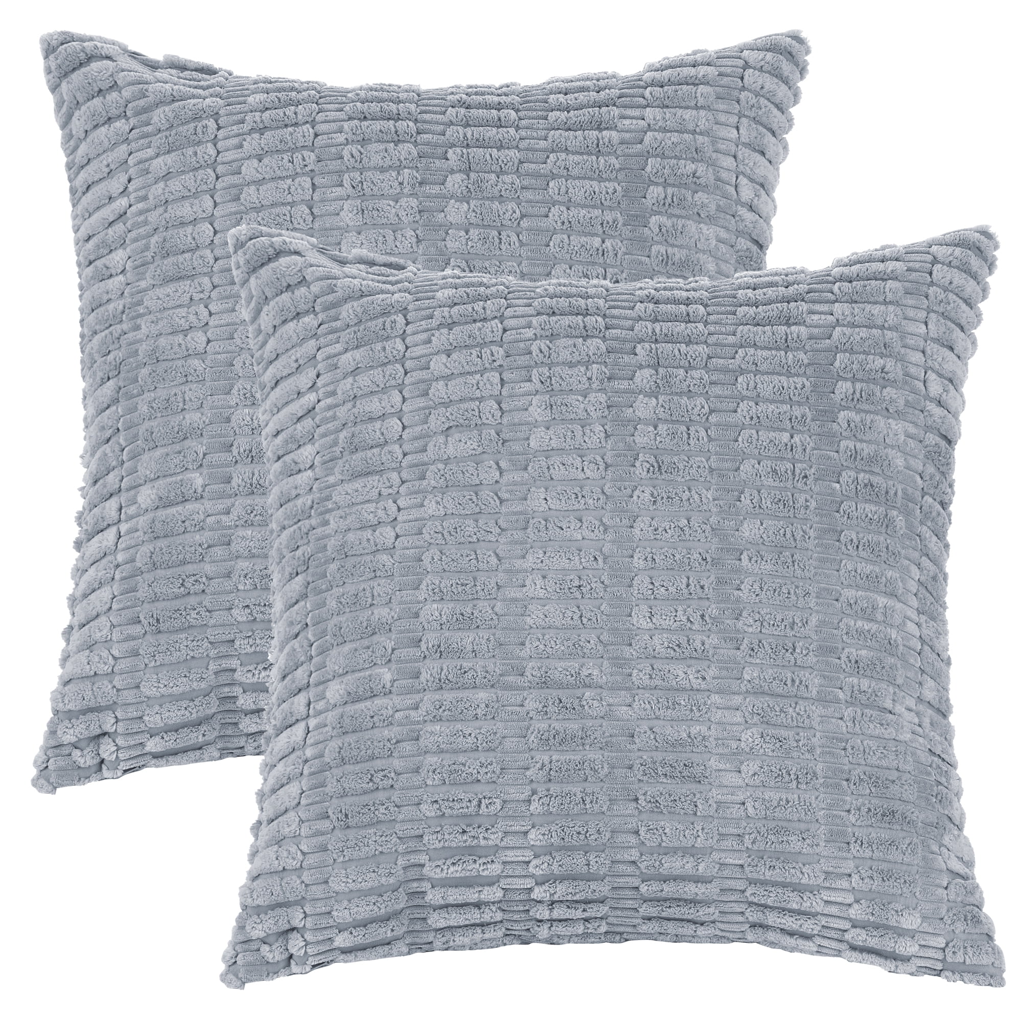 Unique Bargains Corduroy Soft Square Cushion Covers Pillow Covers 2pk Slate Grey 24" x 24"