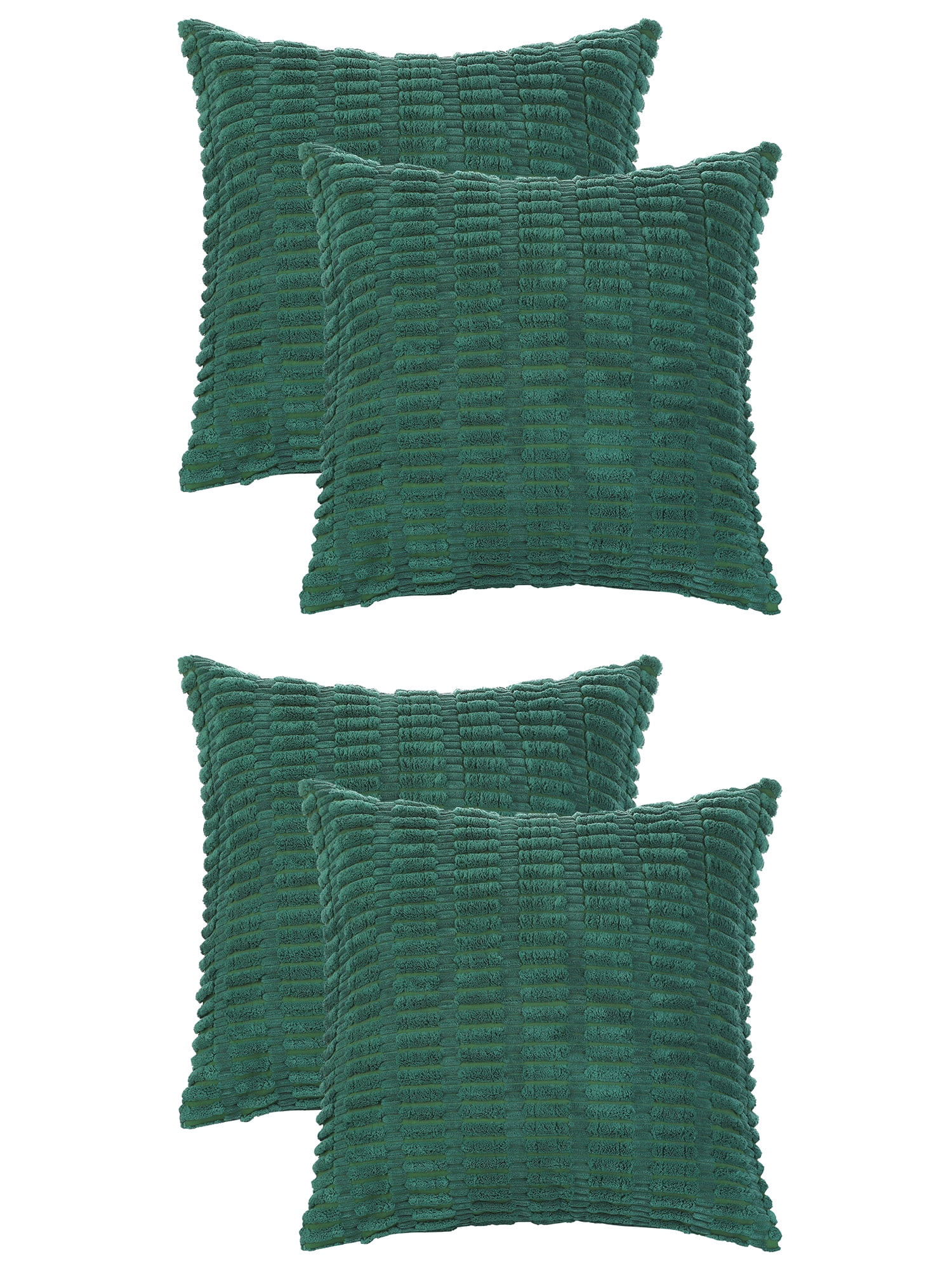 Unique Bargains Corduroy Soft Square Pillow Covers Set of 4 Modern Throw Pillow Cover Dark Green 16" x 16"/18" x 18"