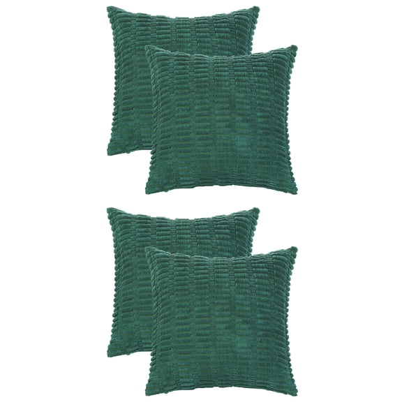 Unique Bargains Corduroy Soft Square Pillow Covers Set of 4 Modern Throw Pillow Cover Dark Green 16" x 16"/18" x 18"