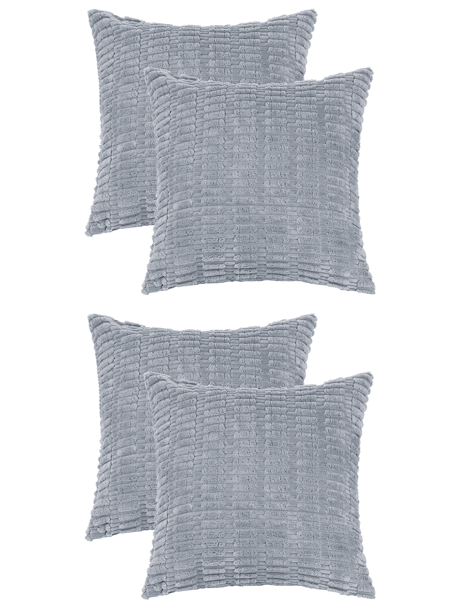 Unique Bargains Corduroy Soft Square Pillow Covers Set of 4 Modern Throw Pillow Cover Gray Blue 16" x 16"/18" x 18"