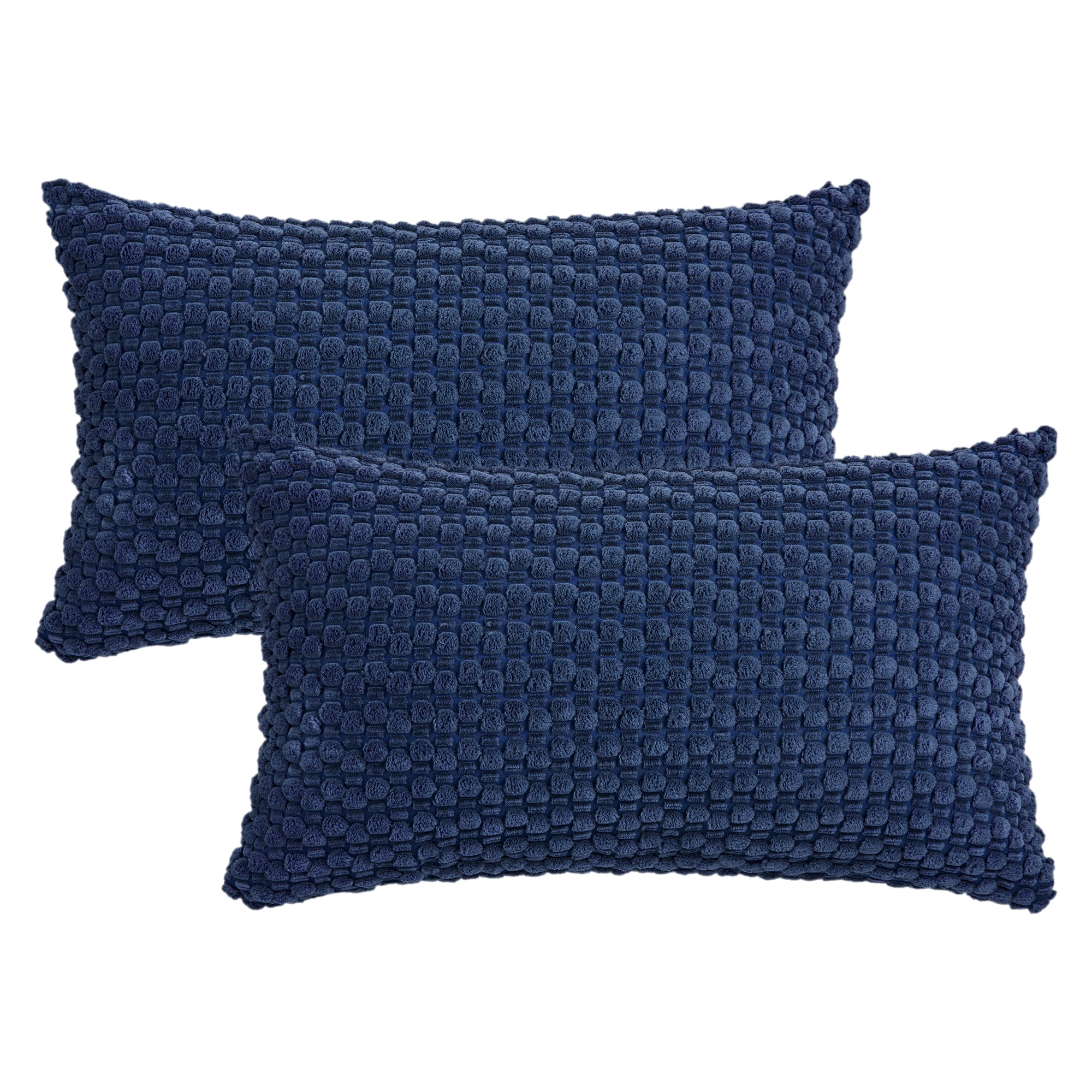 Unique Bargains Corduroy Throw Pillow Covers Set of 2 Dark Blue 20" x 12"