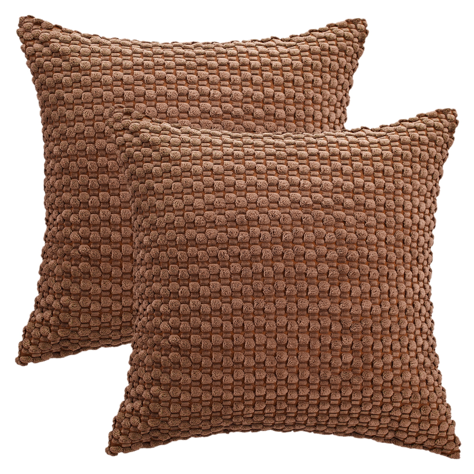 Unique Bargains Corduroy Throw Pillow Covers Set of 2 Dark Brown 16" x 16"