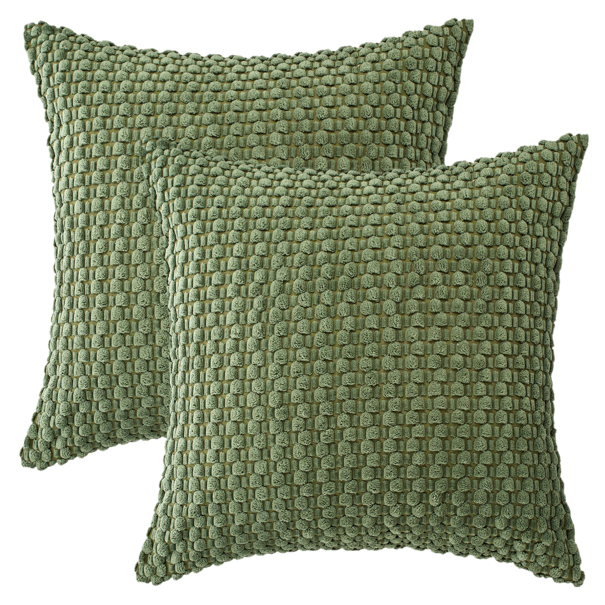 Unique Bargains Corduroy Throw Pillow Covers Set of 2 Dark Green 16" x 16"