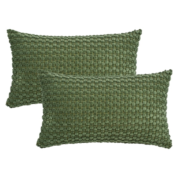 Unique Bargains Corduroy Throw Pillow Covers Set of 2 Dark Green 20" x 12"