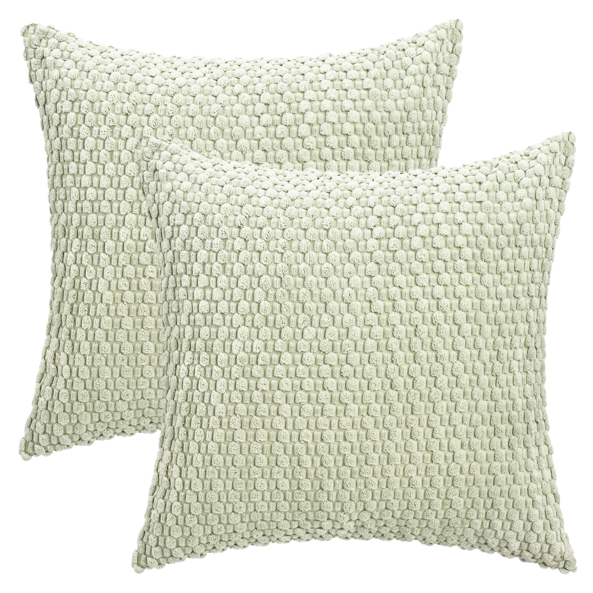 Unique Bargains Corduroy Throw Pillow Covers Set of 2 Light Green 18" x 18"