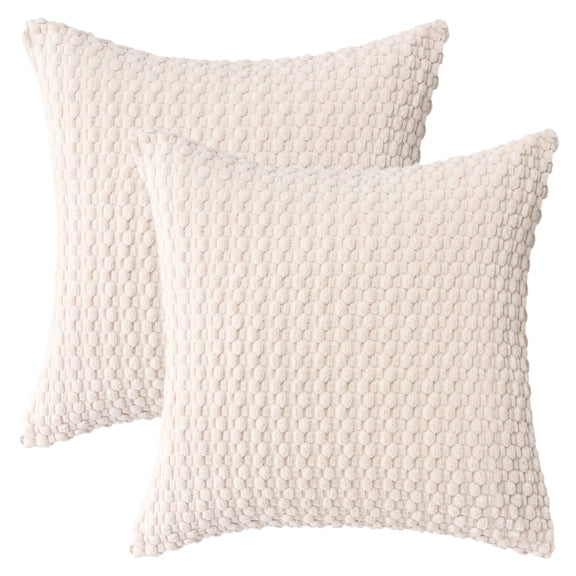 Unique Bargains Corduroy Throw Pillow Covers Set of 2 White 16" x 16"