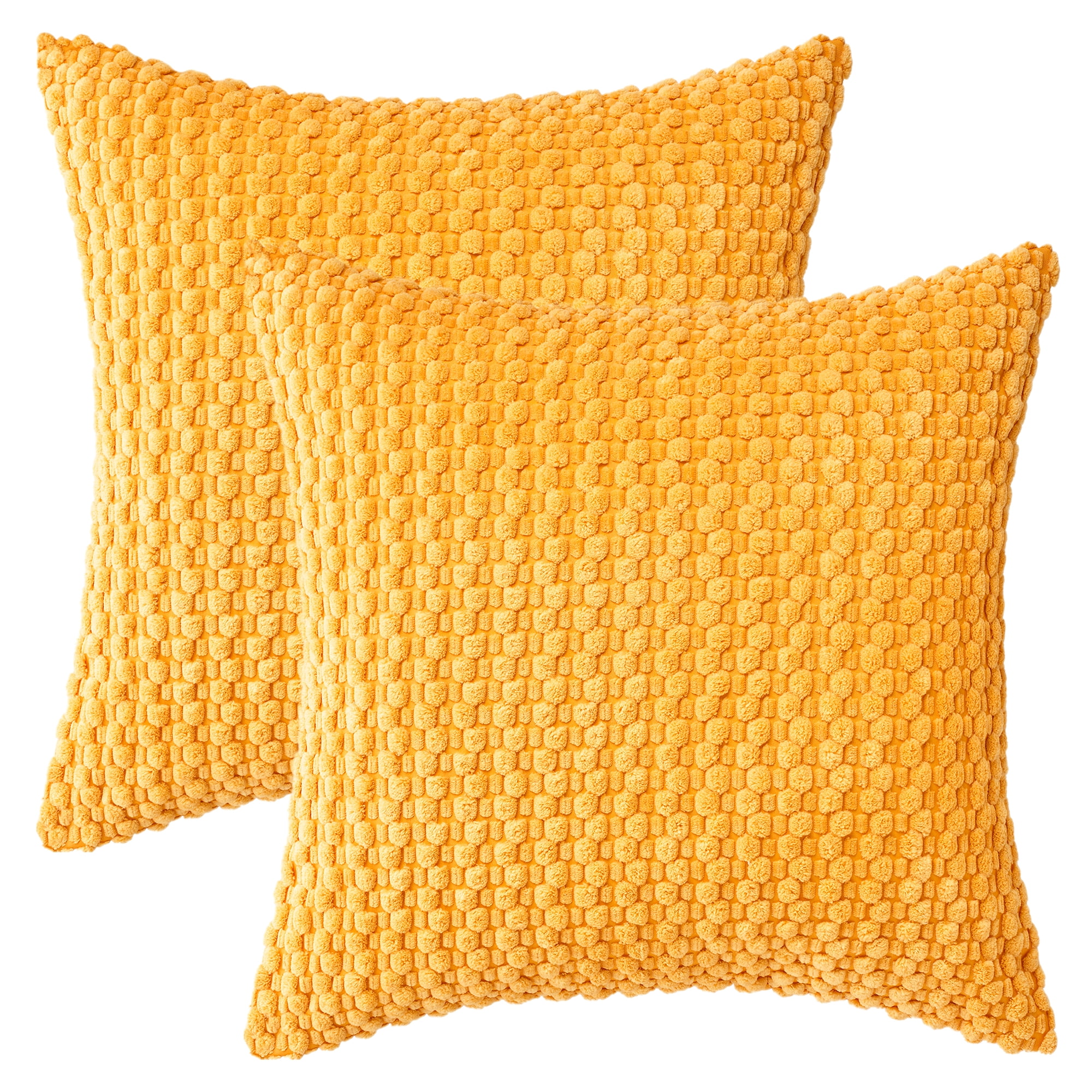 Unique Bargains Corduroy Throw Pillow Covers Set of 2 Yellow 18" x 18"