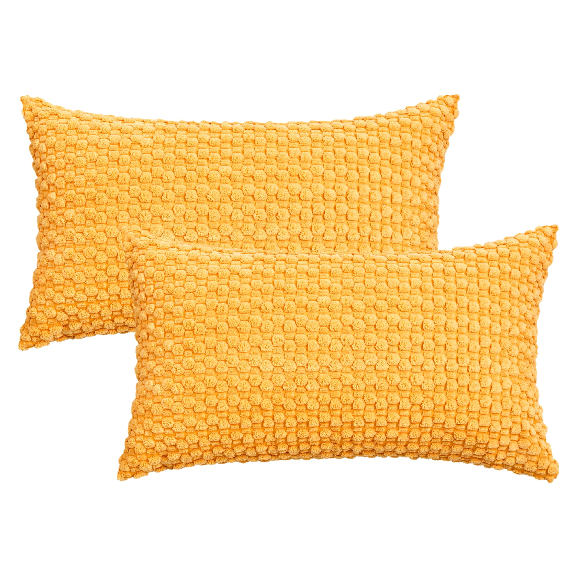 Unique Bargains Corduroy Throw Pillow Covers Set of 2 Yellow 20" x 12"