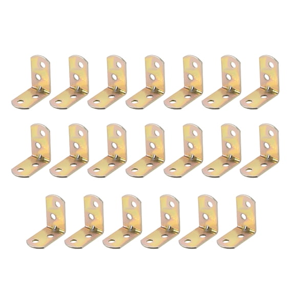 Unique Bargains Corner Brace, 30mm x 30mm Zinc Plated Joint Right Angle Brackets Fastener, 20 Pcs