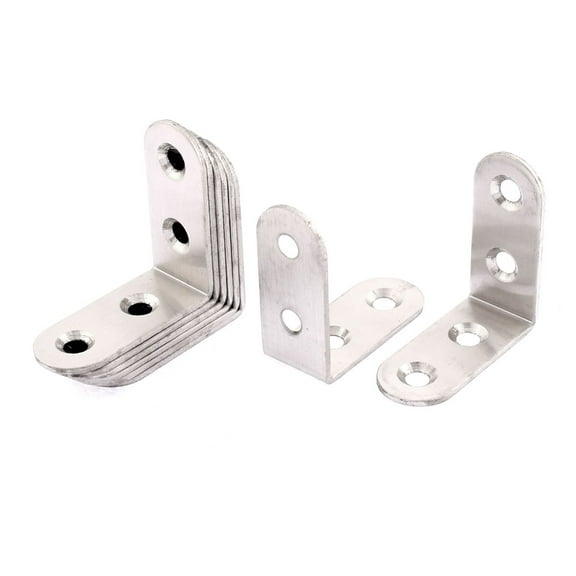 Unique Bargains Corner Brace Joint Right Angle Bracket 1.6" x 1.6" Stainless Steel Silver Tone 8pcs
