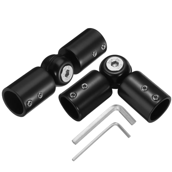 Unique Bargains Corner Curtain Rod Connector Hinged Elbow Black Fits 3/4" OD