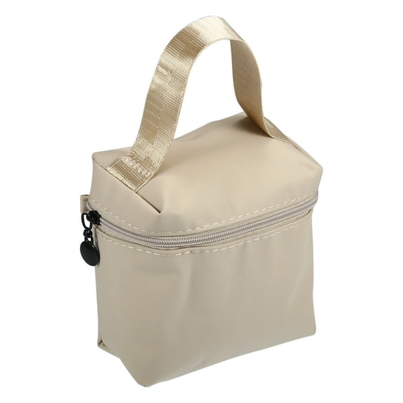 Unique Bargains Cosmetic Bag Travel Makeup Bag Cosmetic Brush Organizer Storage Bag for Women Beige 4.72"x2.36"x4.33"