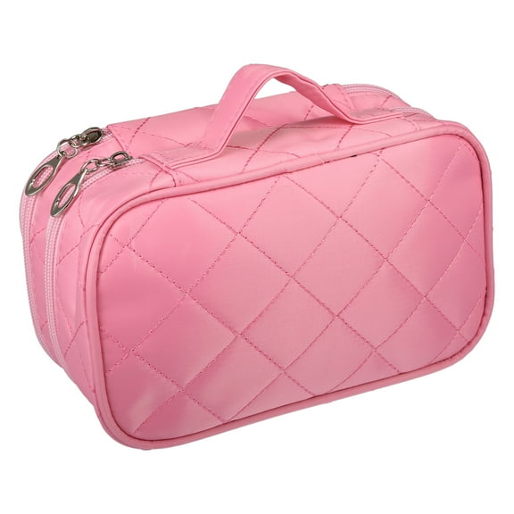 Unique Bargains Cosmetic Bag Travel Makeup Bag Cosmetic Brush Organizer Storage Bag for Women Pink 7.87"x4.72"x3.15"